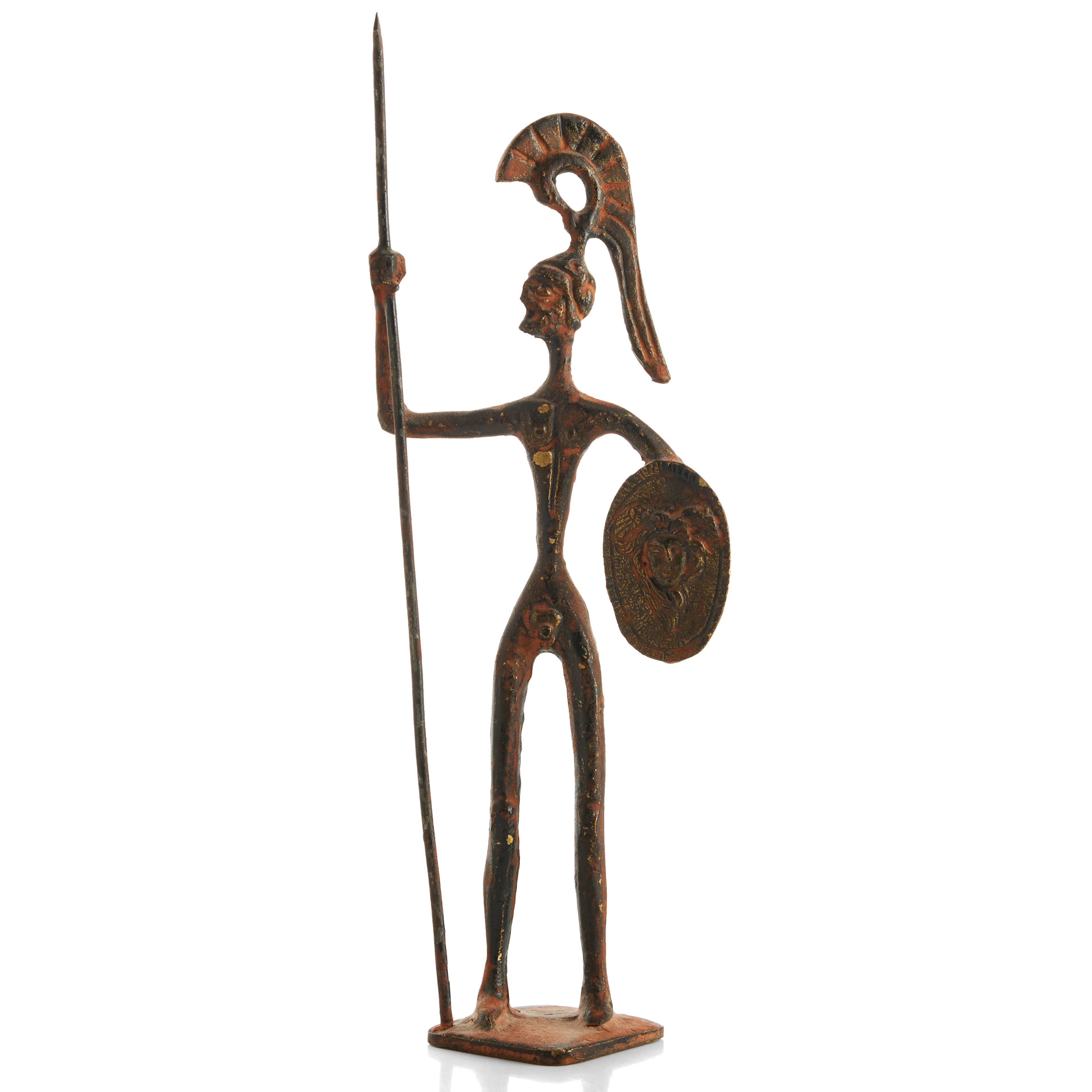 SKULPTUR, Etruskisk krigare, 1900-tal. Patinerad brons.