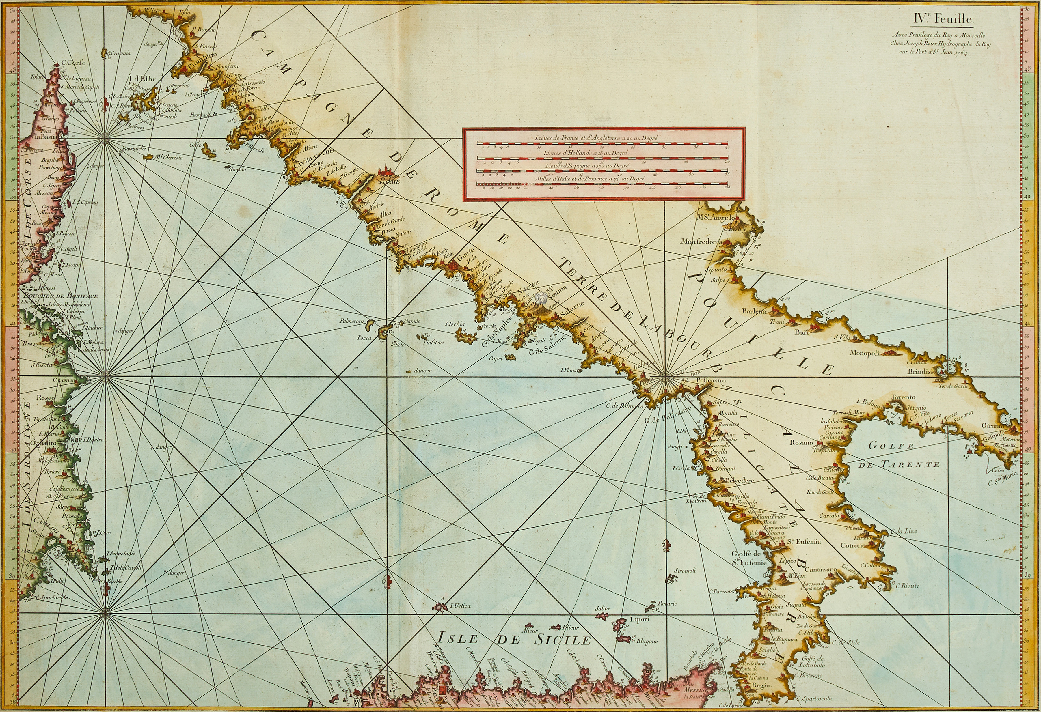 ROUX, IV.e Feuille, ur Carte de la Mer Mediterranée en Douze Feuilles, 1764.