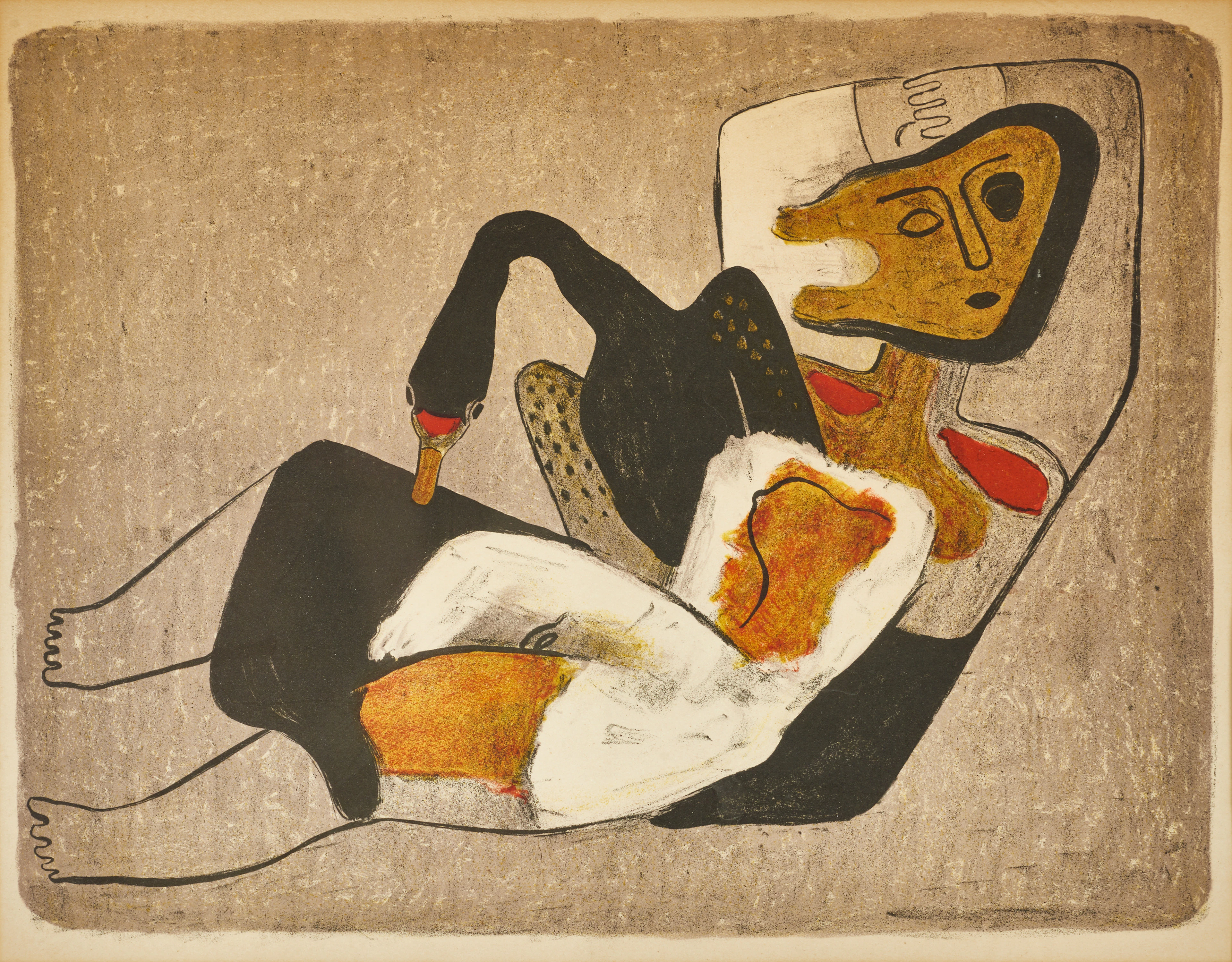 ILS WEDEL (SVERIGE, 1897–1967). "Leda och svanen", litografi.