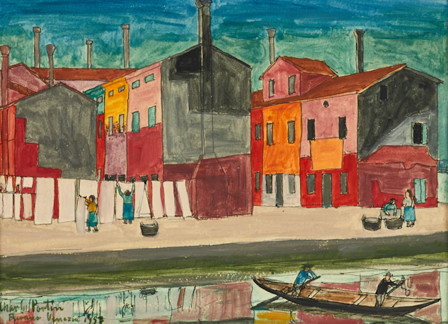CHARLES PORTIN (1889-1980). "Kaj i Burano", signerad, daterad 1957