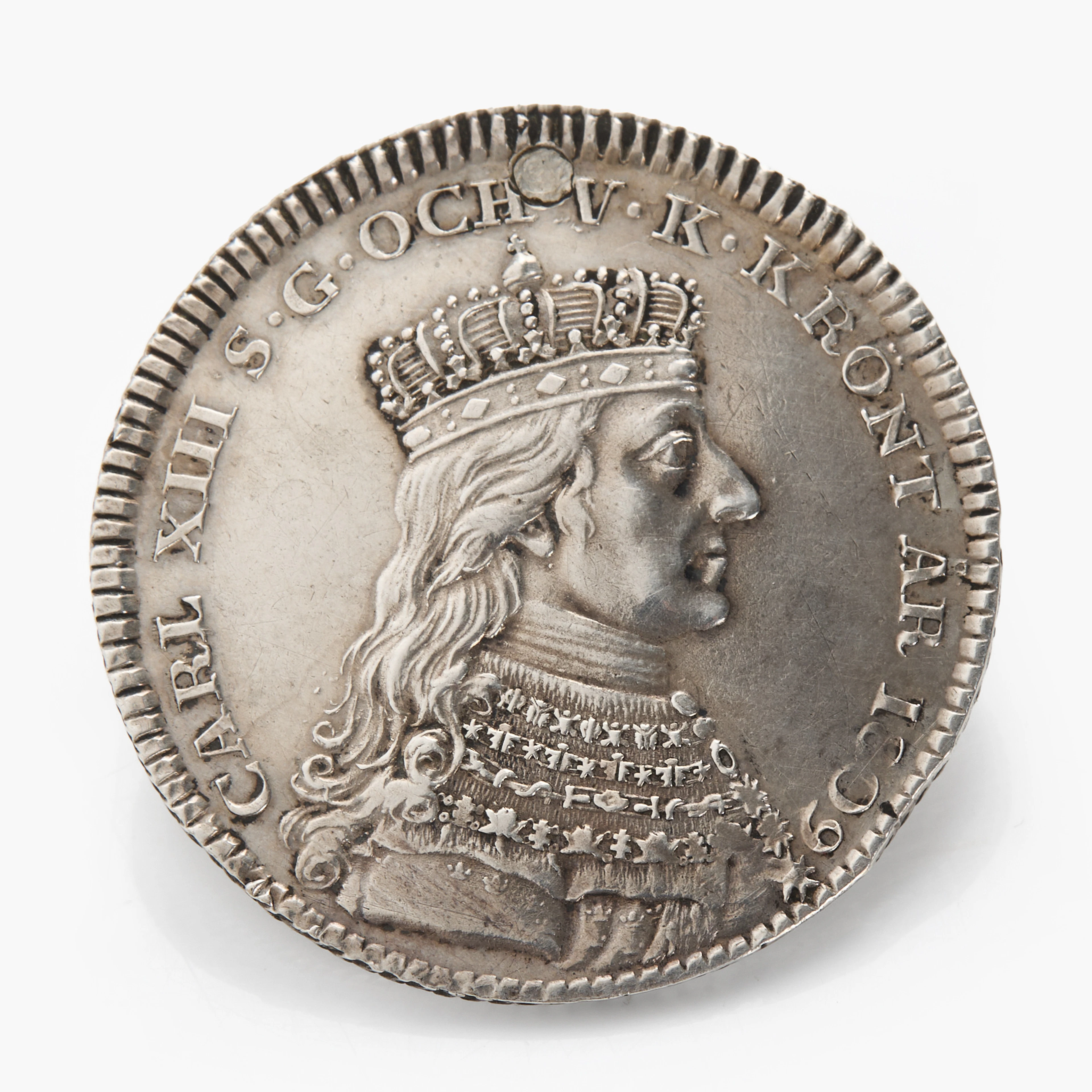 KARL XIII (1809-1818). Kastmynt till konungens kröning, 1/3 riksdaler