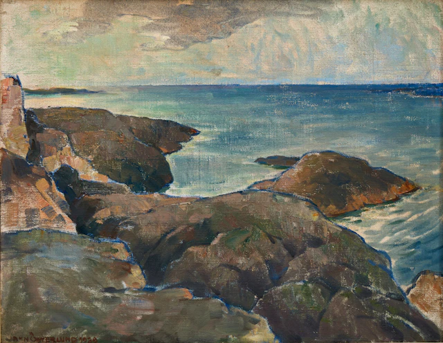 JOHN ÖSTERLUND. ”Mot havet”, signerad, daterad 1939, olja på duk på pannå.