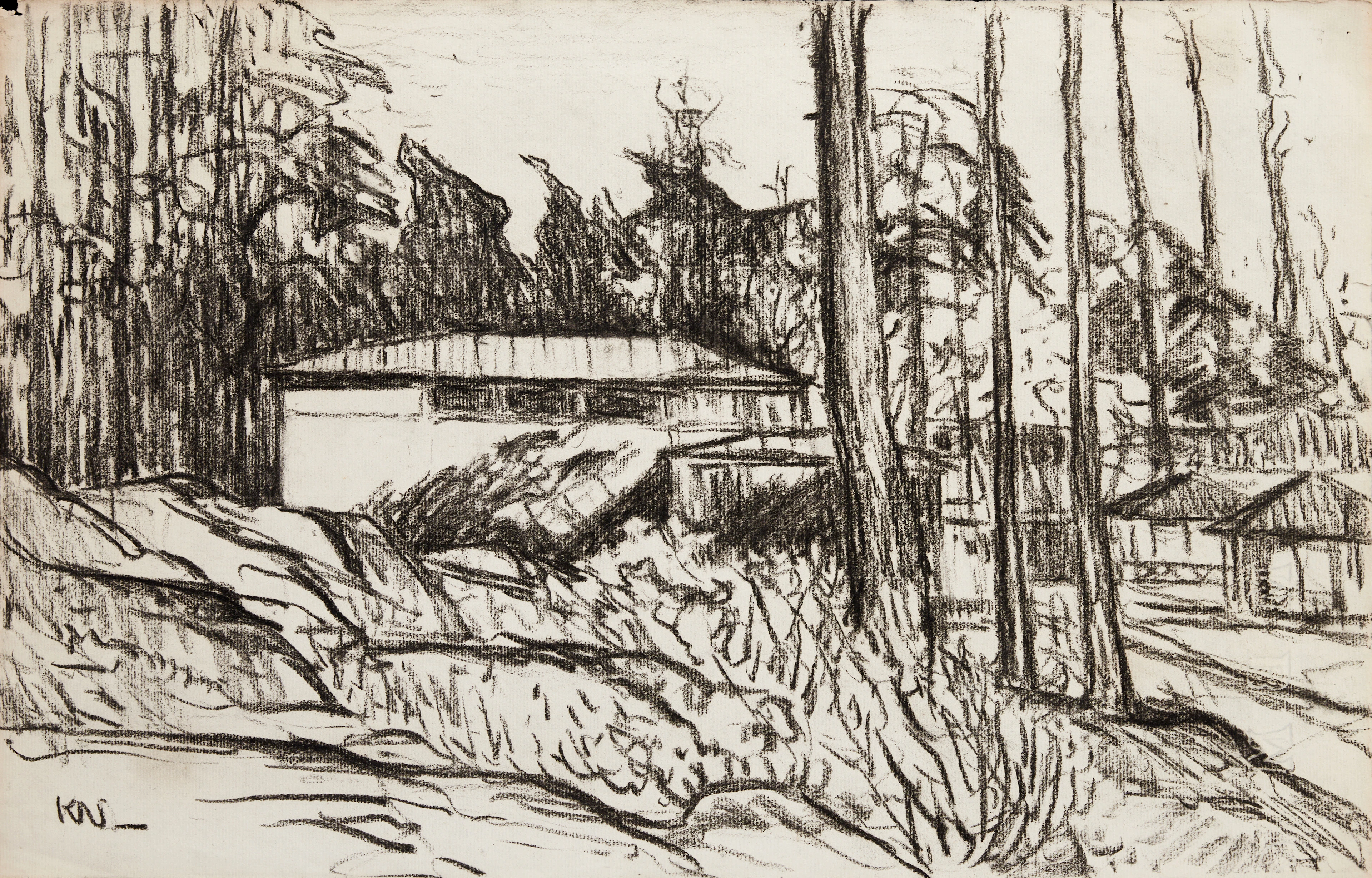 KARL NORDSTRÖM (Tjörn 1855-1923 Drottningholm). Landskap med tallar