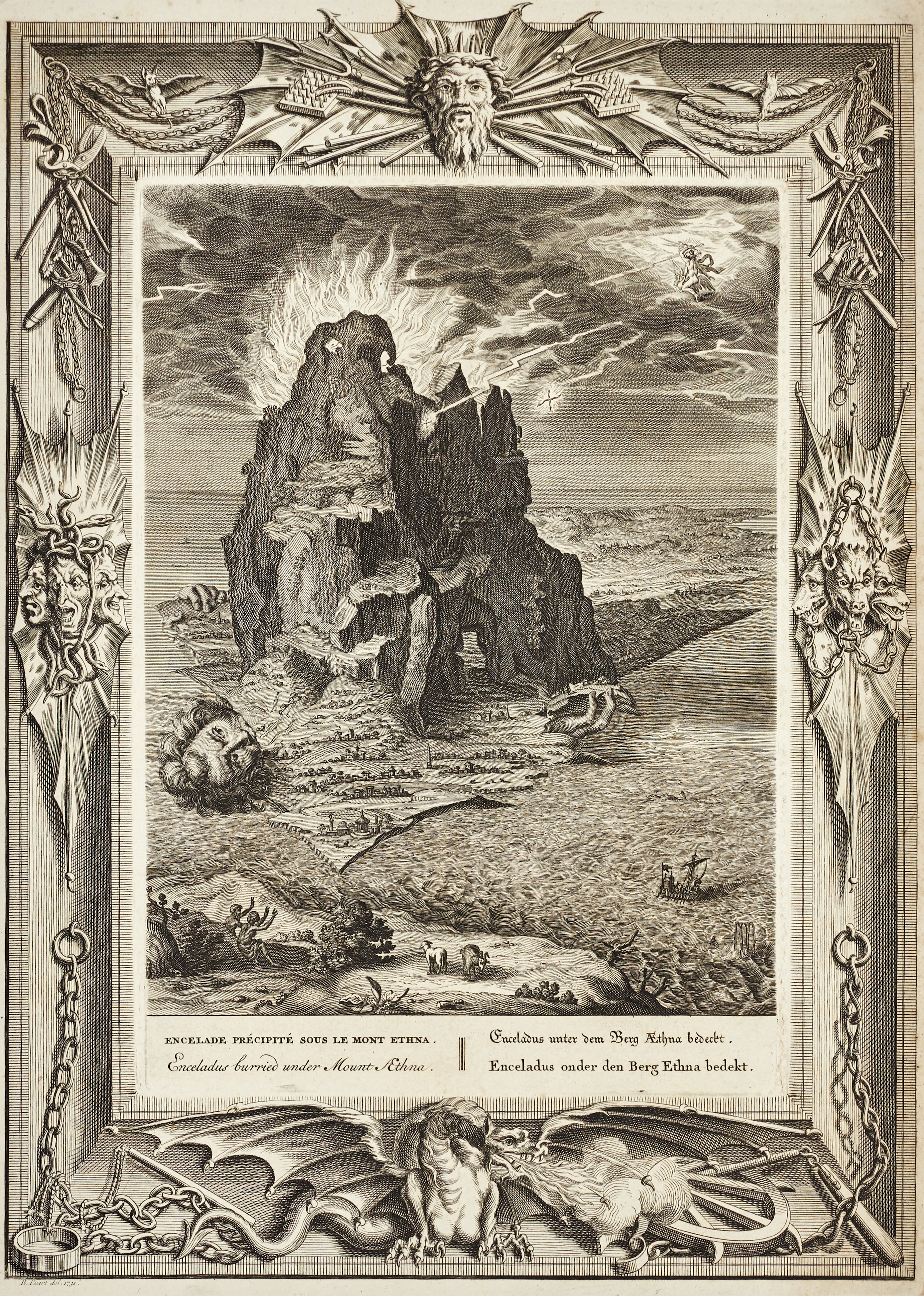 KOPPARSTICK (2), Vulkanutbrott, Etna och Vesuvius, 1700-tal.