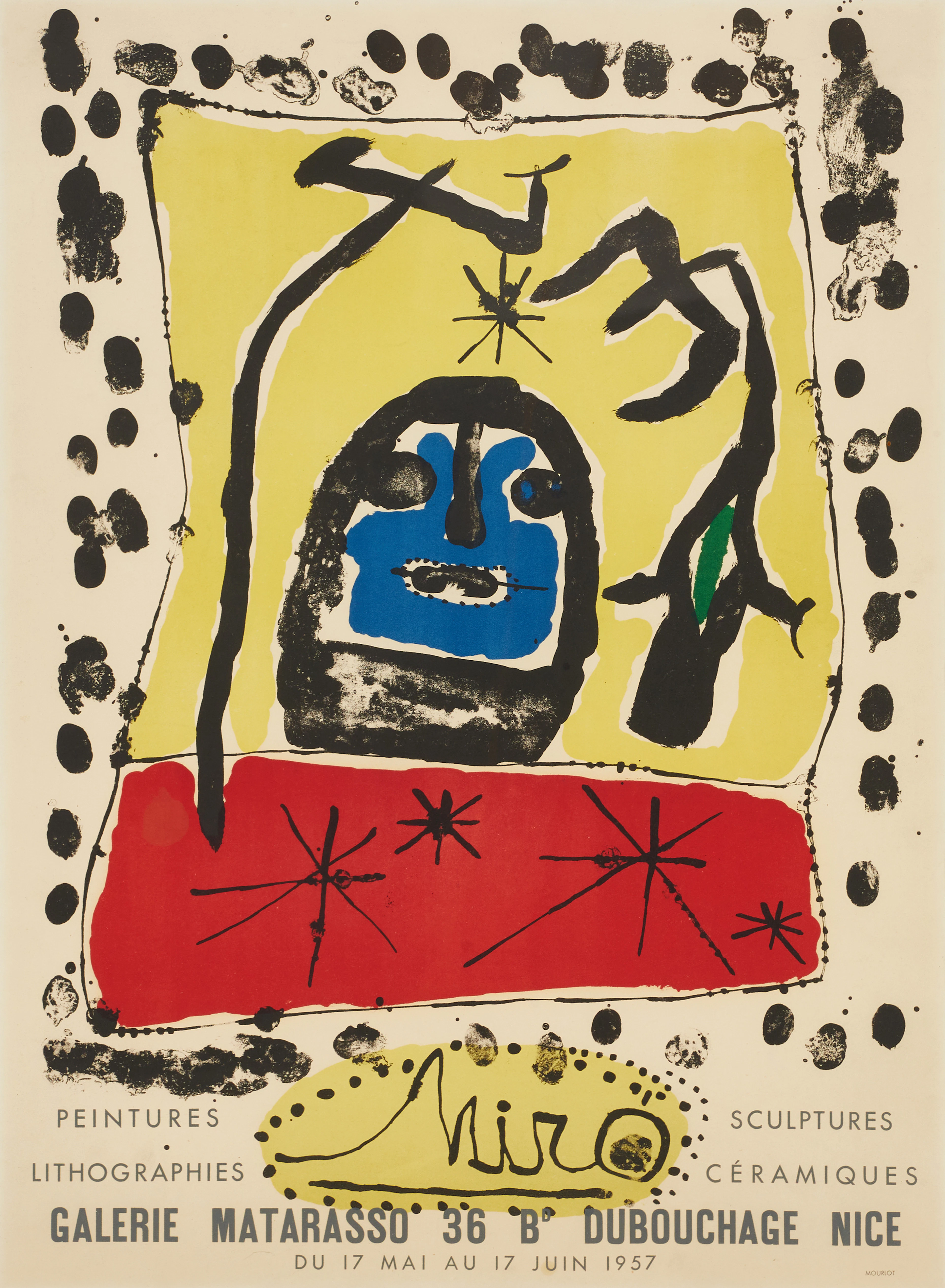 JOAN MIRÓ, Galerie Matarasso, Nice, 1957, Mourlot, färglitografisk affisch.