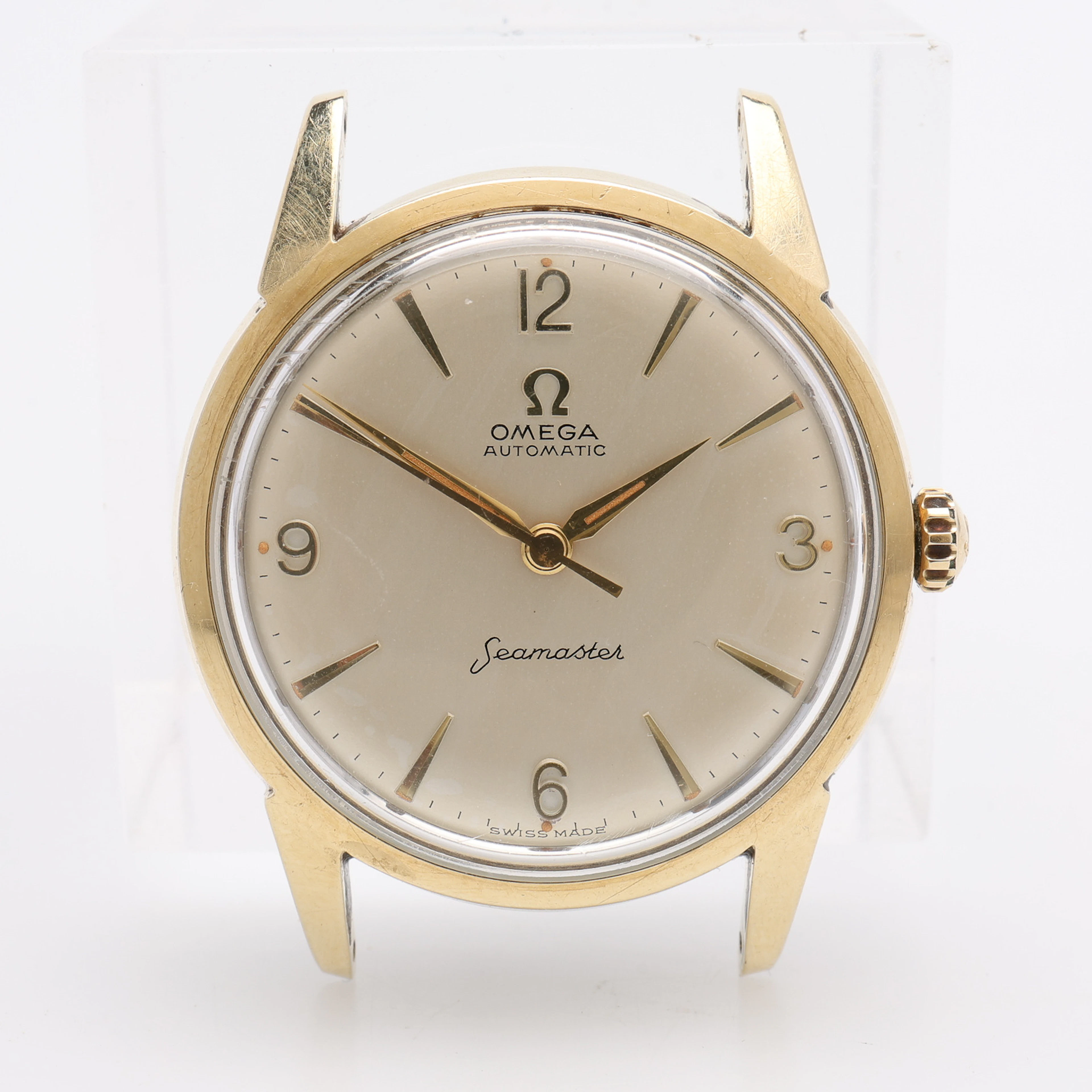 ARMBANDSUR, GULD PÅ STÅL, OMEGA SEAMASTER, AUTOMATISKT UPPDRAG, 1959.