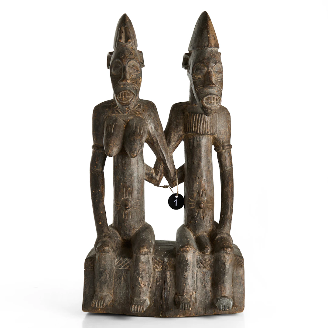 SKULPTUR, Senufo, väst-Afrika, sittande par, Poro-sällskapet.
