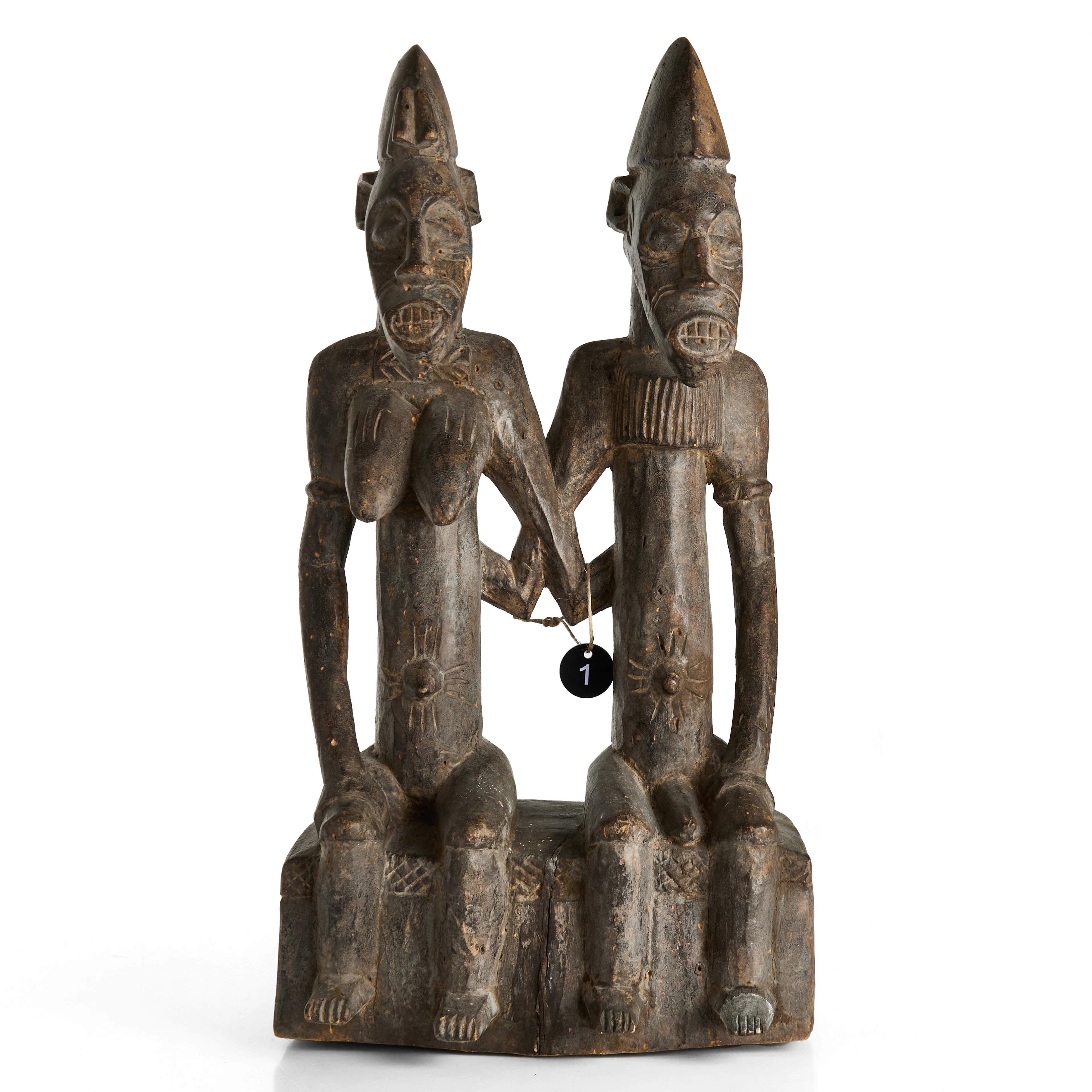 SKULPTUR, Senufo, väst-Afrika, sittande par, Poro-sällskapet.