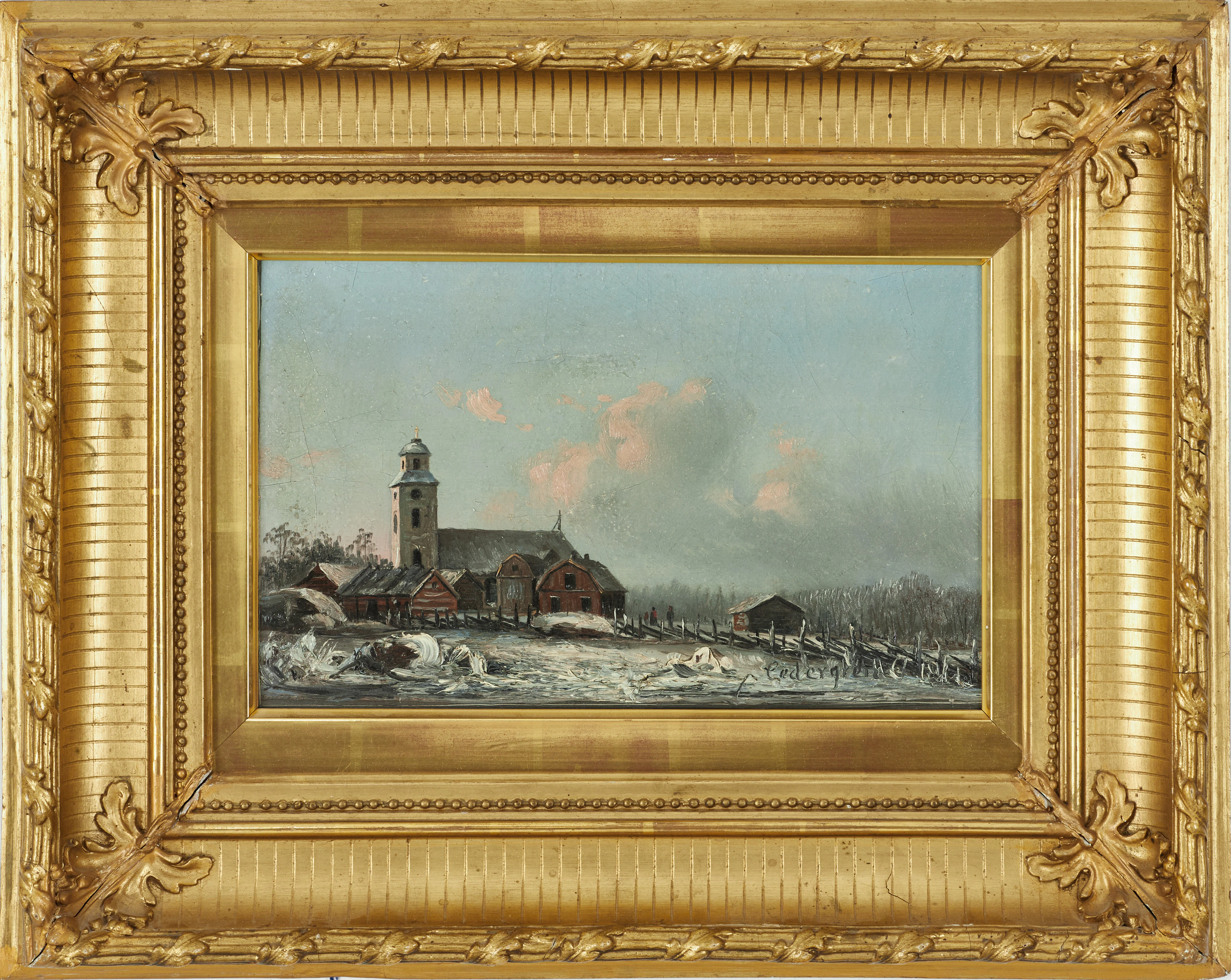 PER WILHELM CEDERGREN (Sverige, 1820-1896): "Kyrkan i Vaxholm", signerad