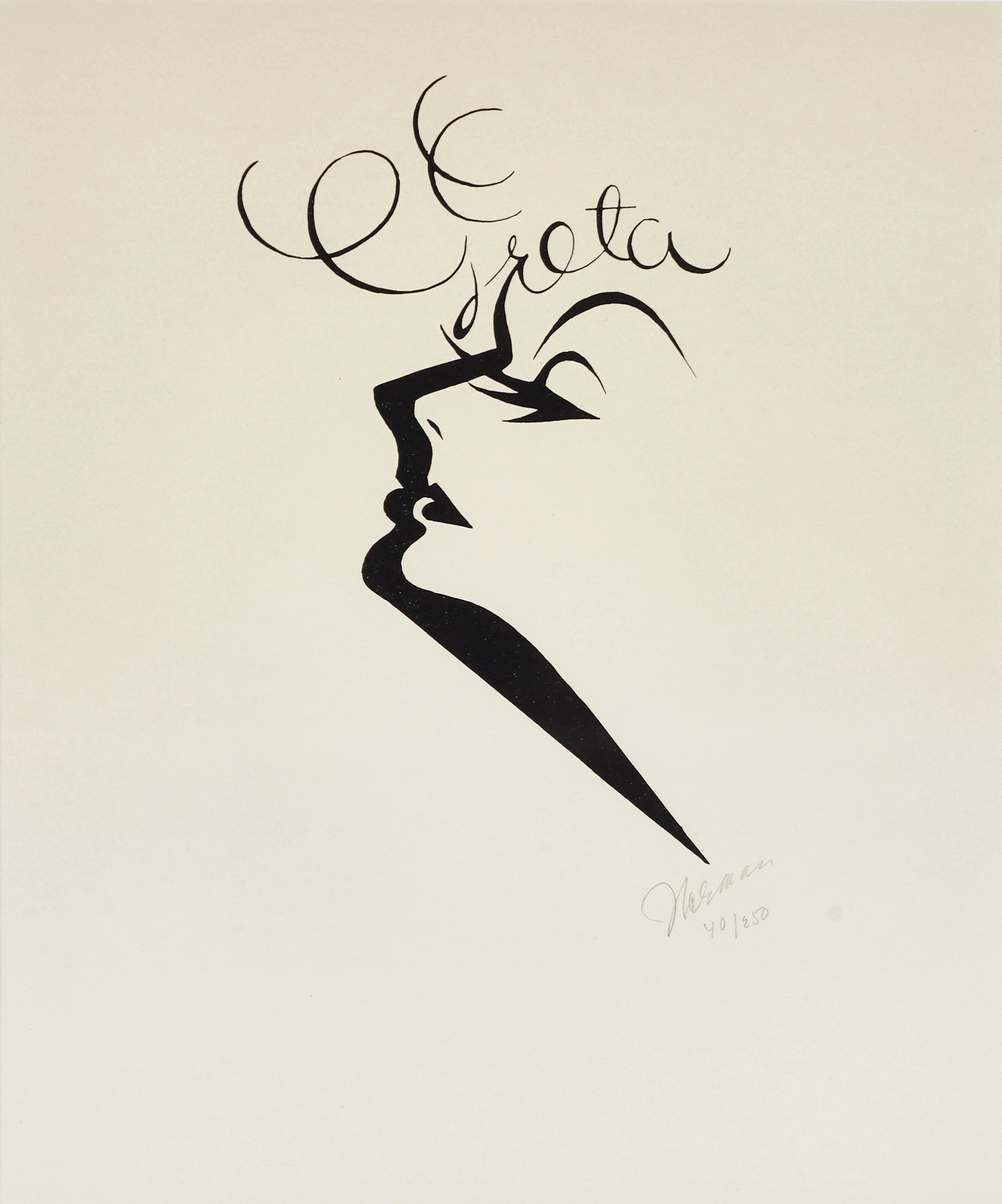 EINAR NERMAN (1888-1983), "Greta" (Garbo), signerad och numrerad 40/250