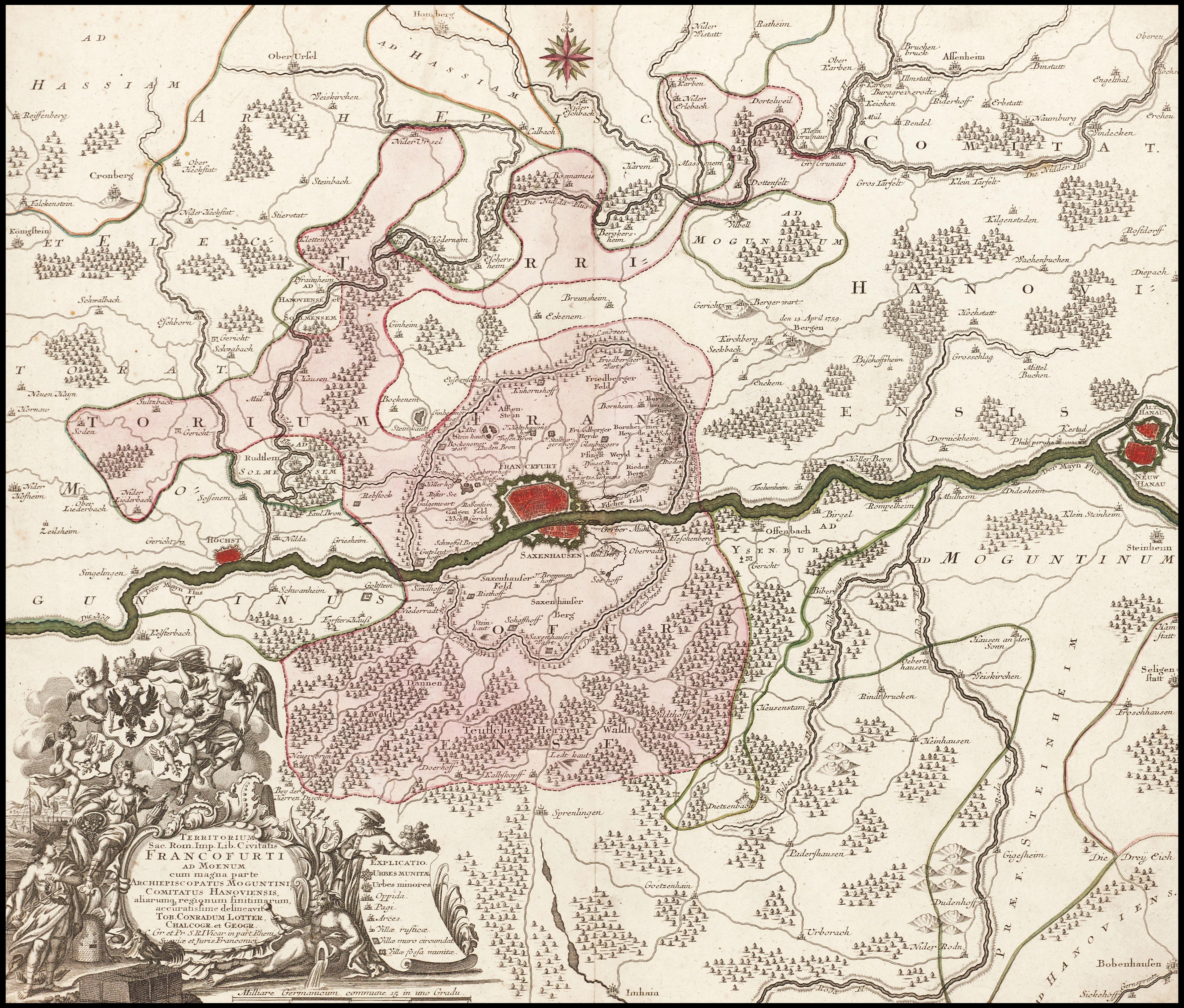 LOTTER, Territorium Sac. Rom. Imp. Lib. Civitatis Francofurti, ca 1760.