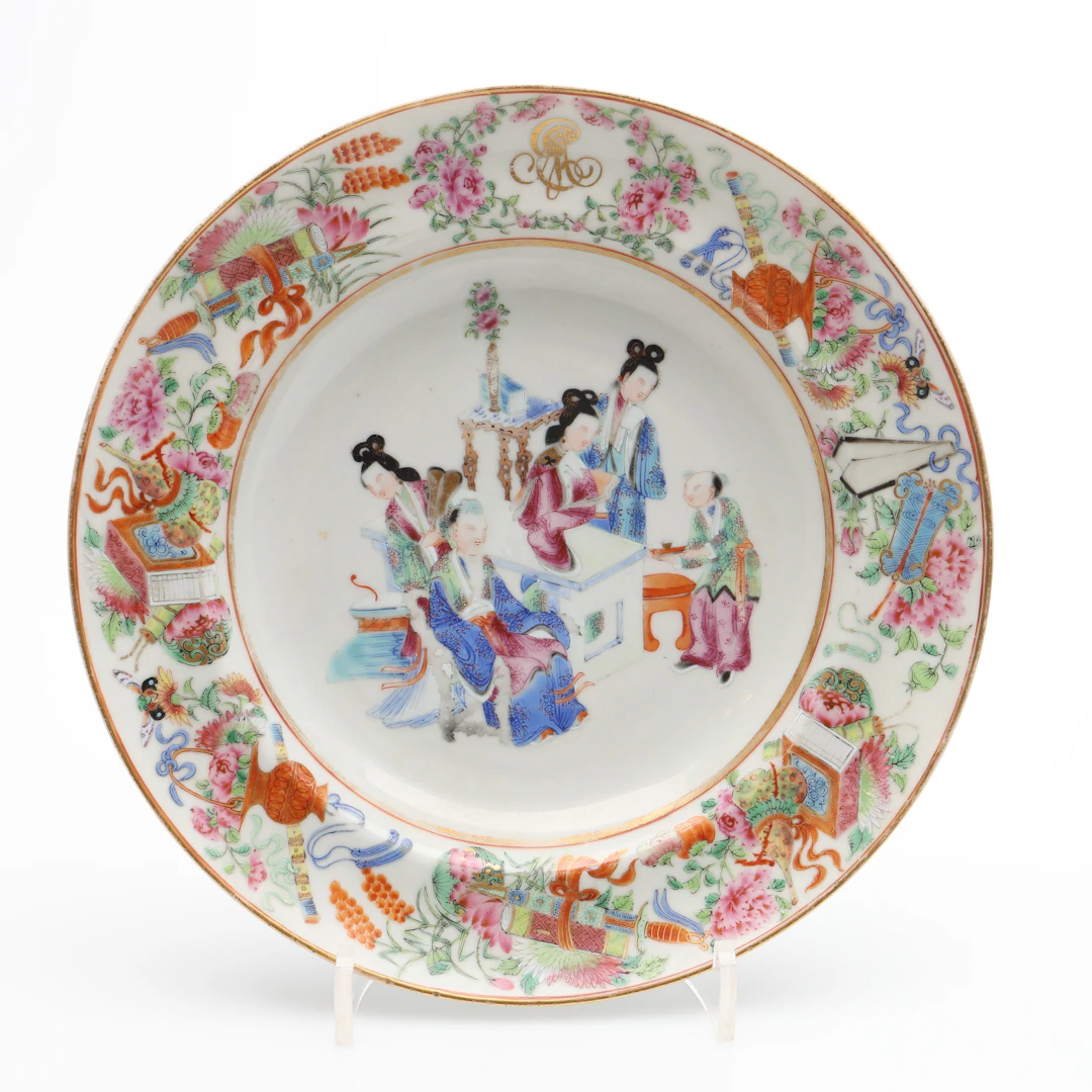 TALLRIK, KINA, CANTON ROSE, 1800-TALETS ANDRA HÄLFT.