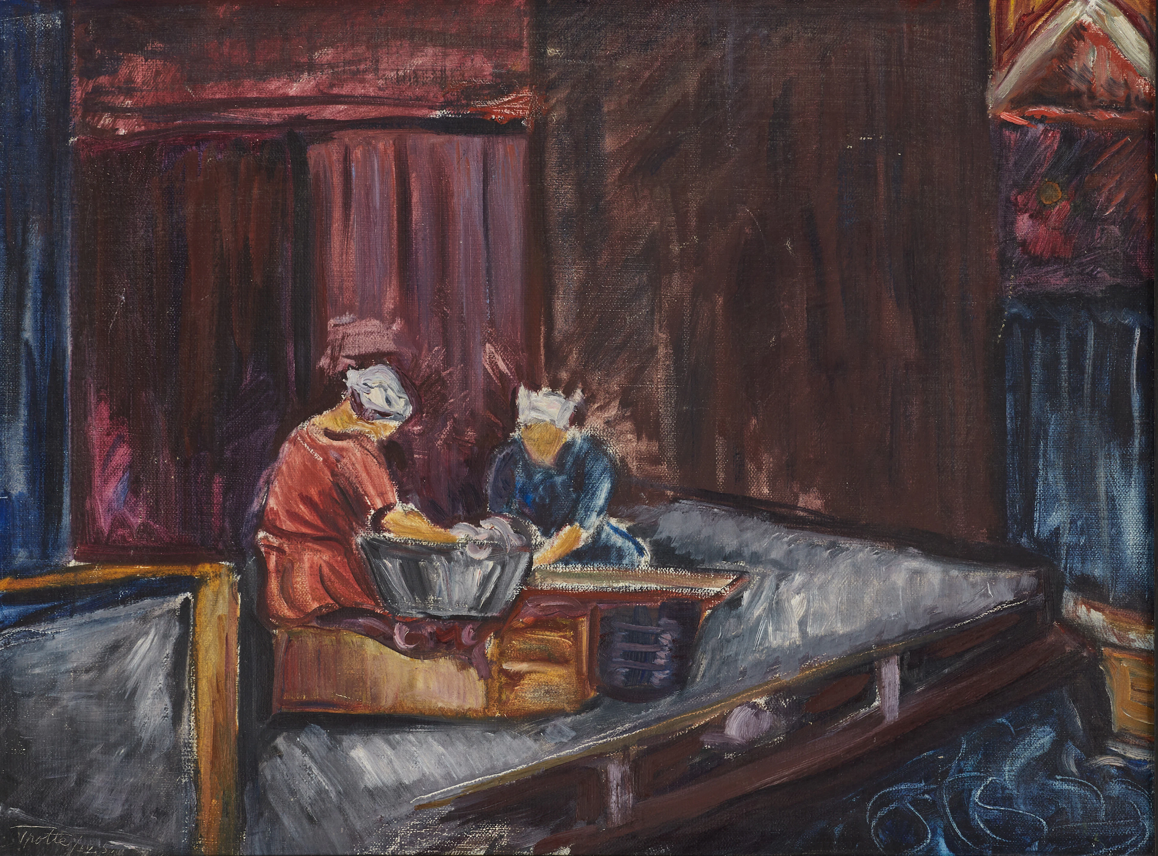 TAGE TROTTE (1901-1928). Tvätterskor, signerad och daterad Trotte