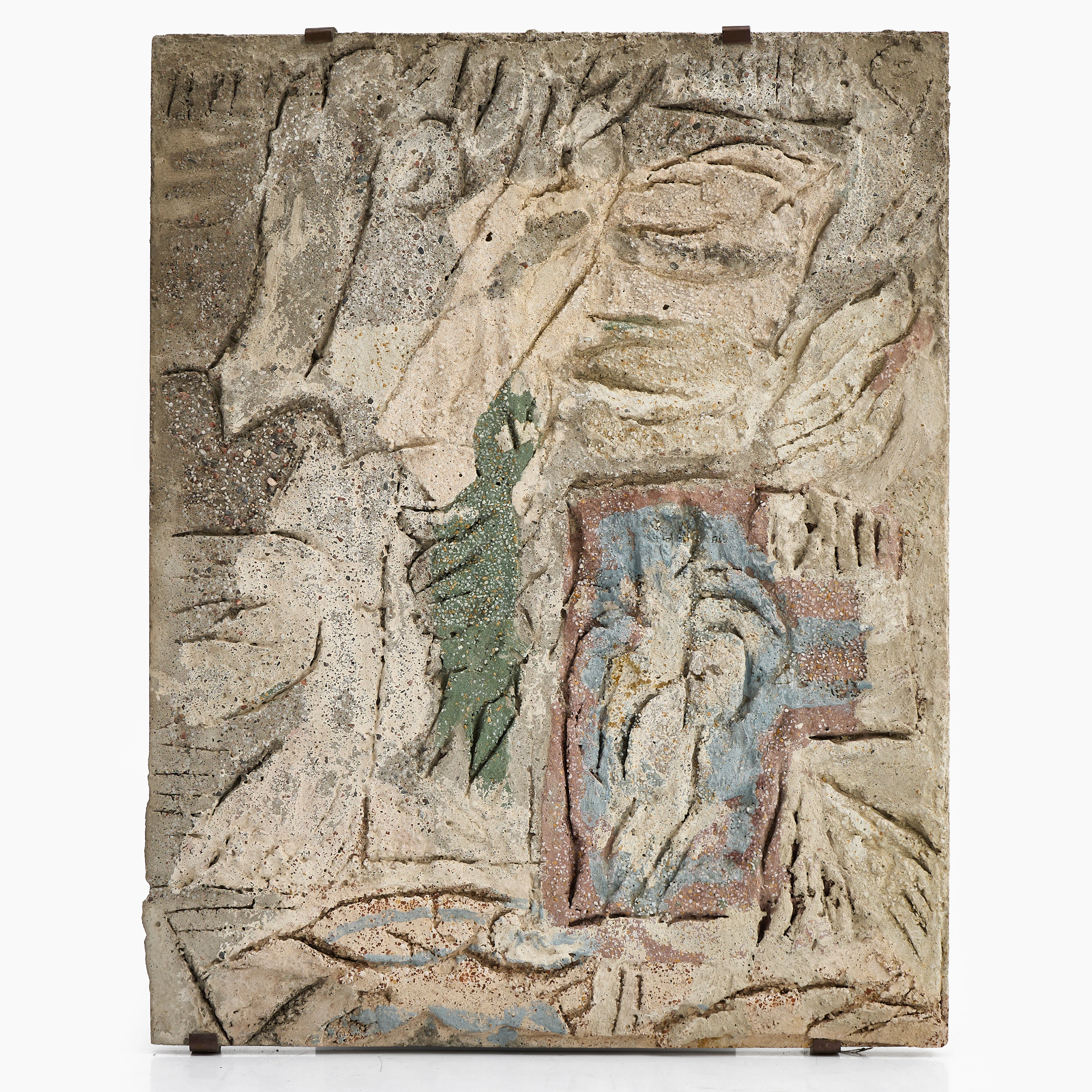SIRI DERKERT. (1888-1973), Komposition, väggskulptur, verk i betong