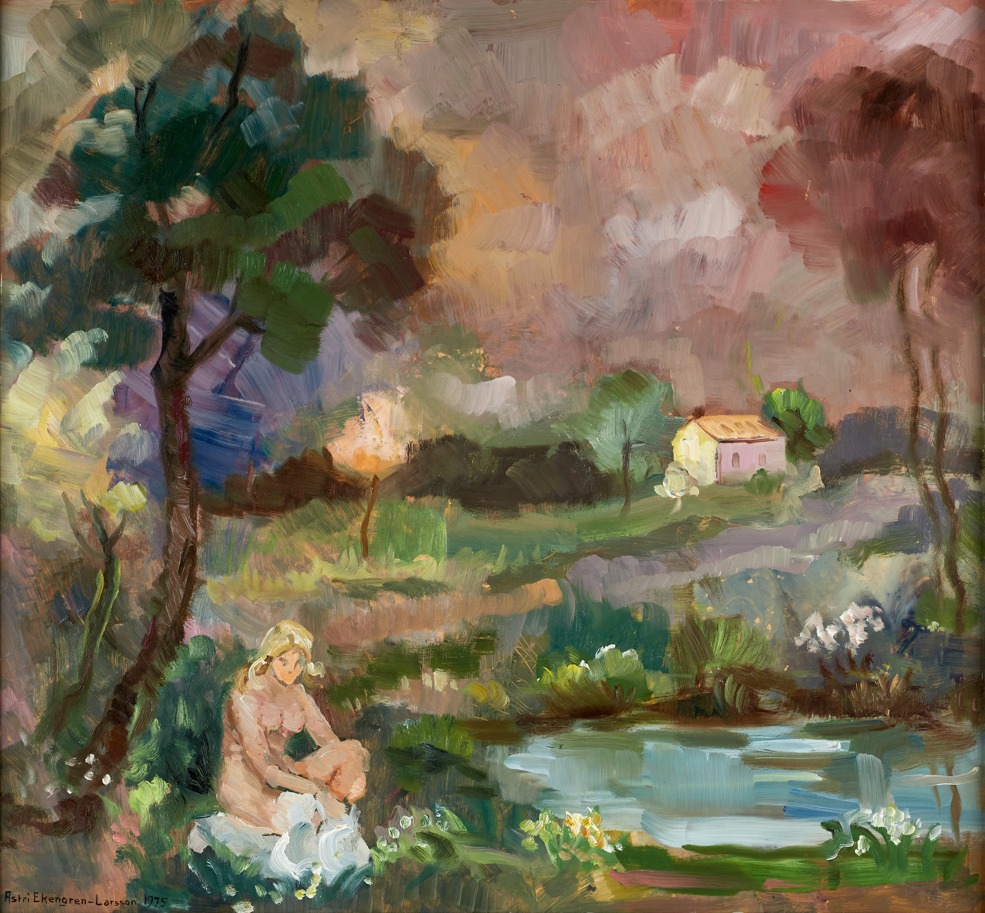 ASTRI EKENGREN-LARSSON (Överselö 1898- 1990 Vittsjö). Badande, signerad