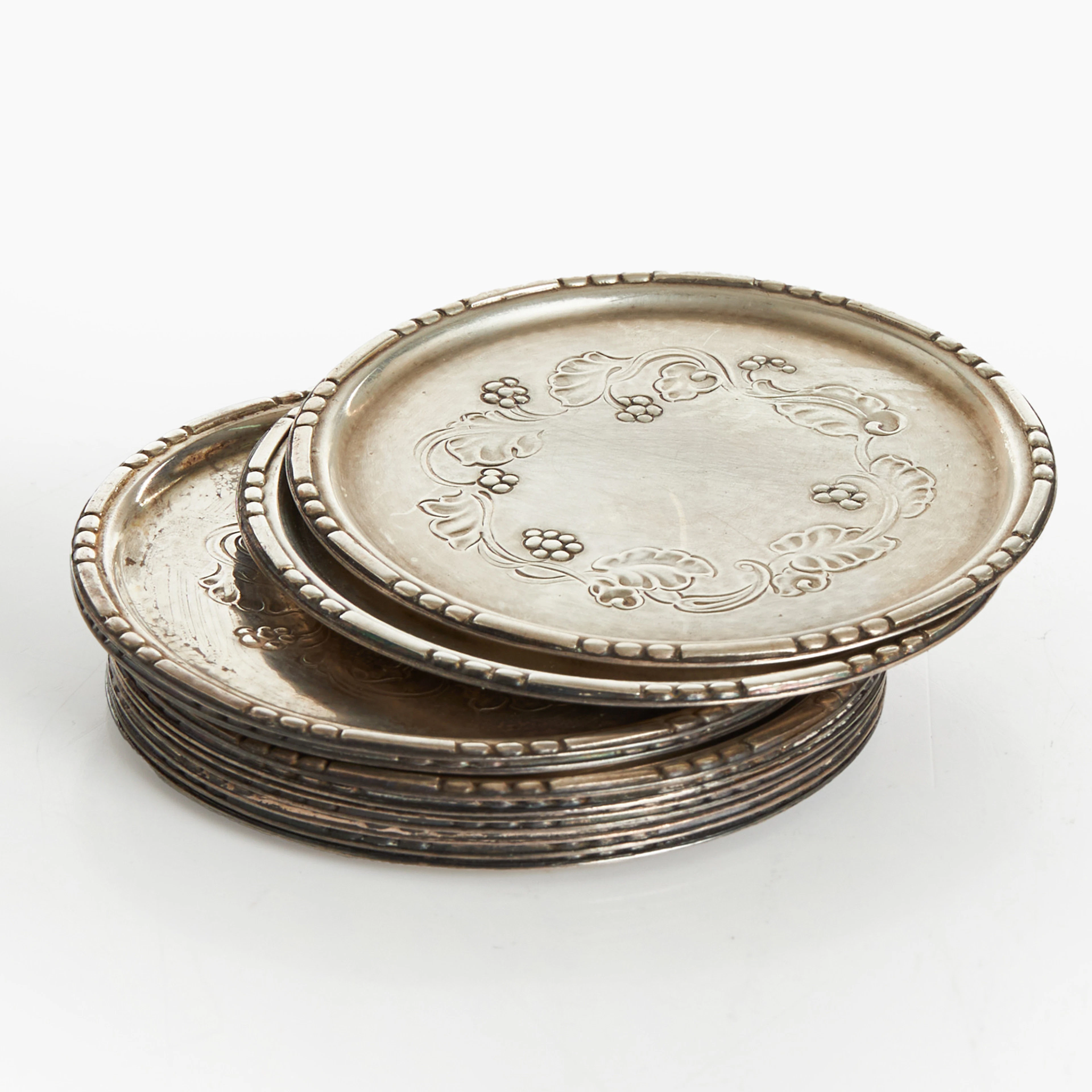 GEORG JENSEN. Coasters, 11 st, sterlingsilver, modell '51'. Danmark.