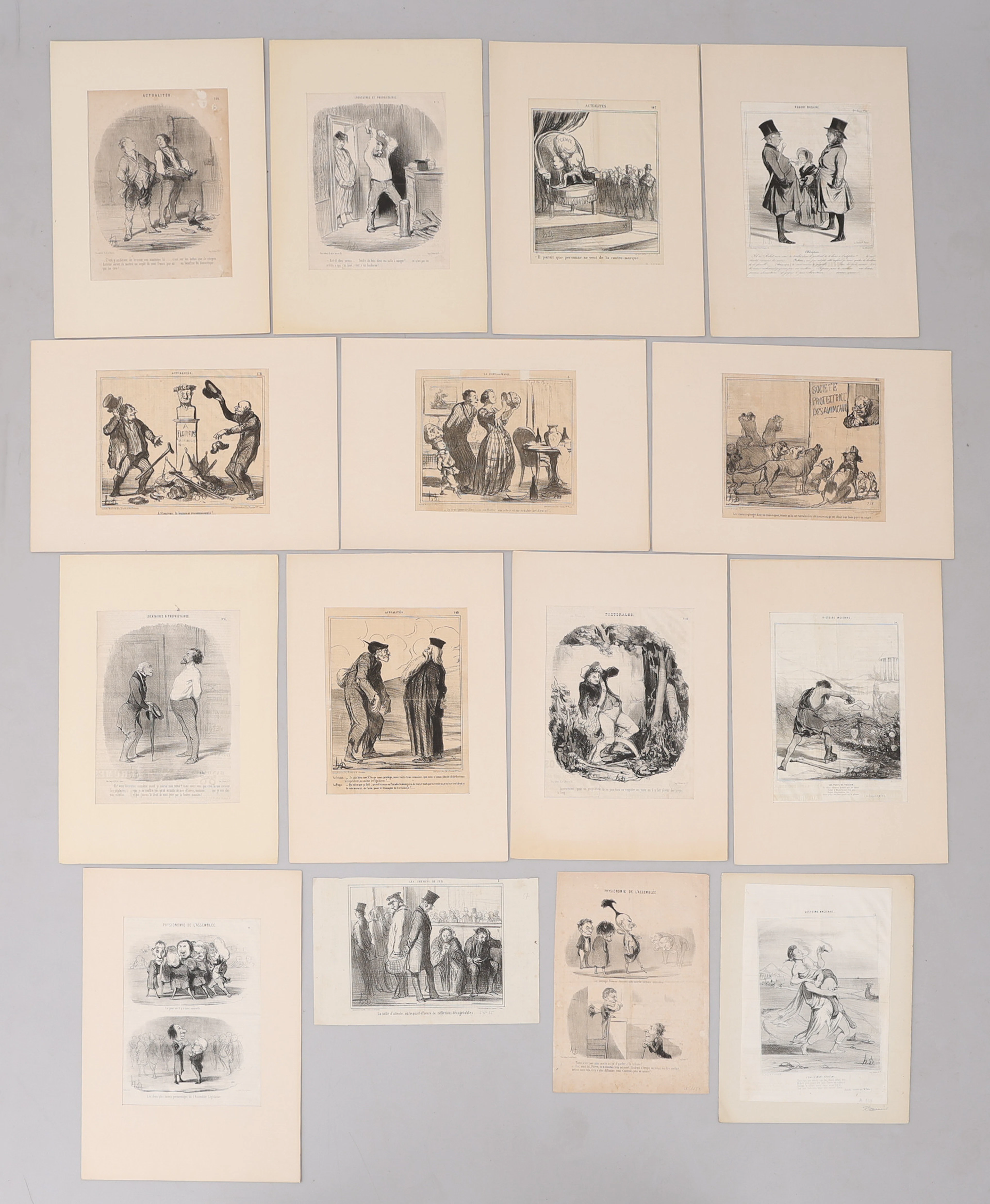HONORÉ DAUMIER. 15 LITOGRAFIER UR "LE CHARIVARI", 1800-TALETS MITT.