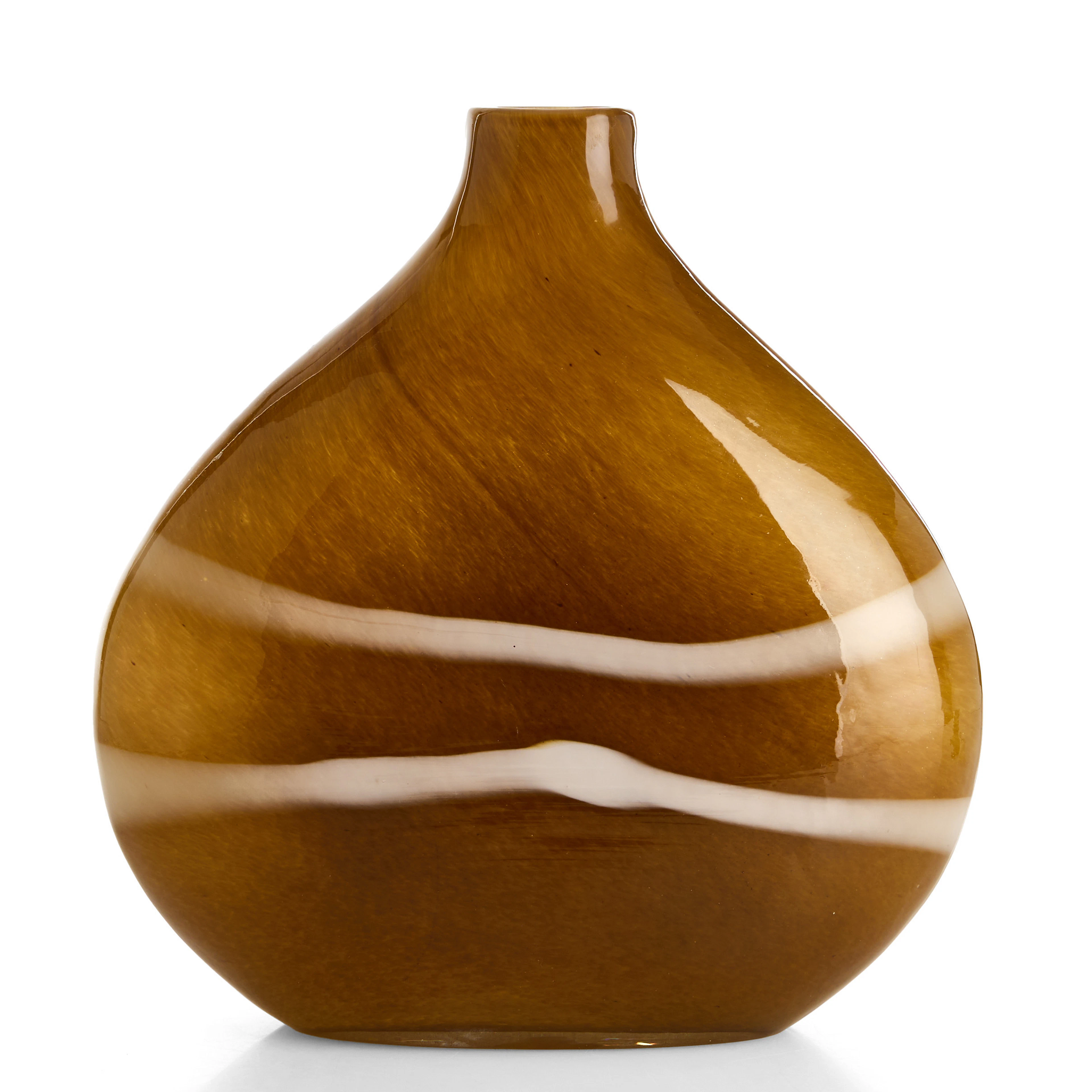 VAS, Murano, Italien, 1900-talets mitt, bruntonat glas med detaljer i vitt.