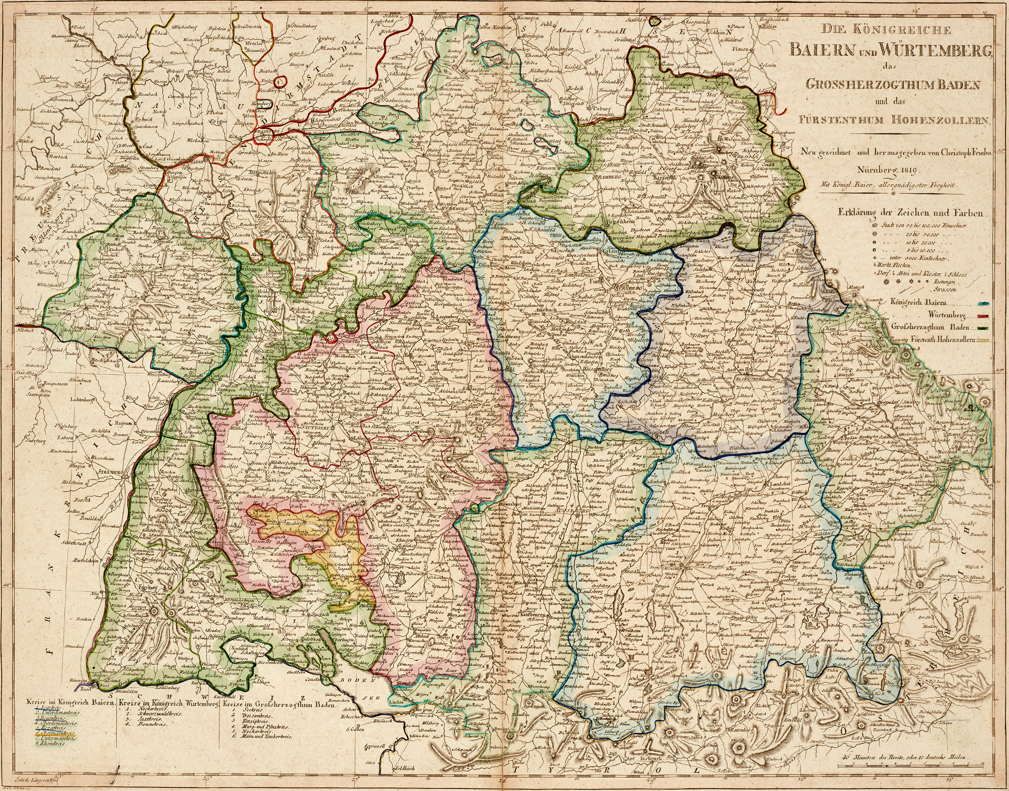 FEMBO, Charte von dem Grossherzogthum Niederrhein, 1818, och Die Königreiche
