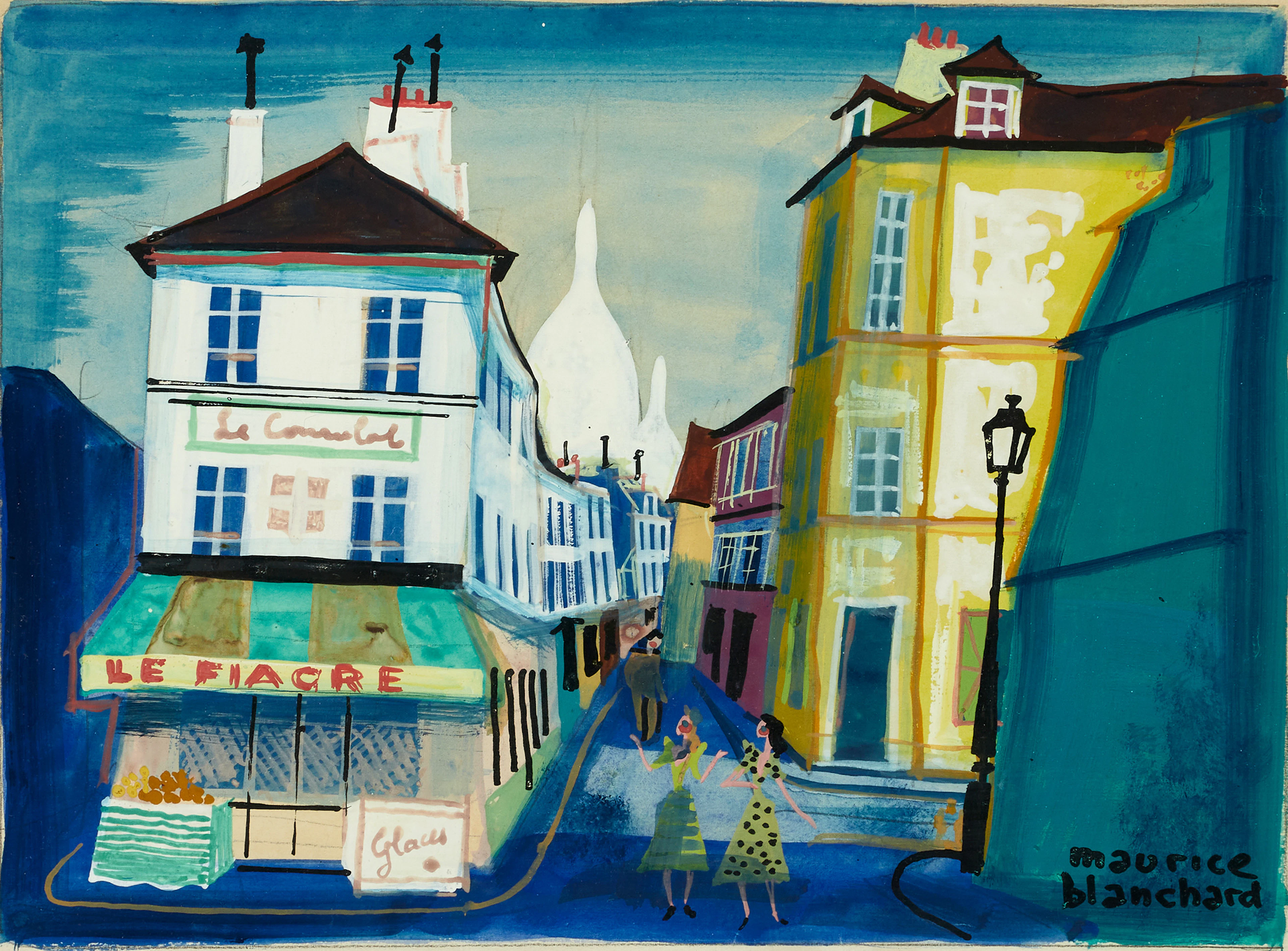 MAURICE BLANCHARD (Frankrike, 1903-1969). "Montmartre : La rue Norvins"