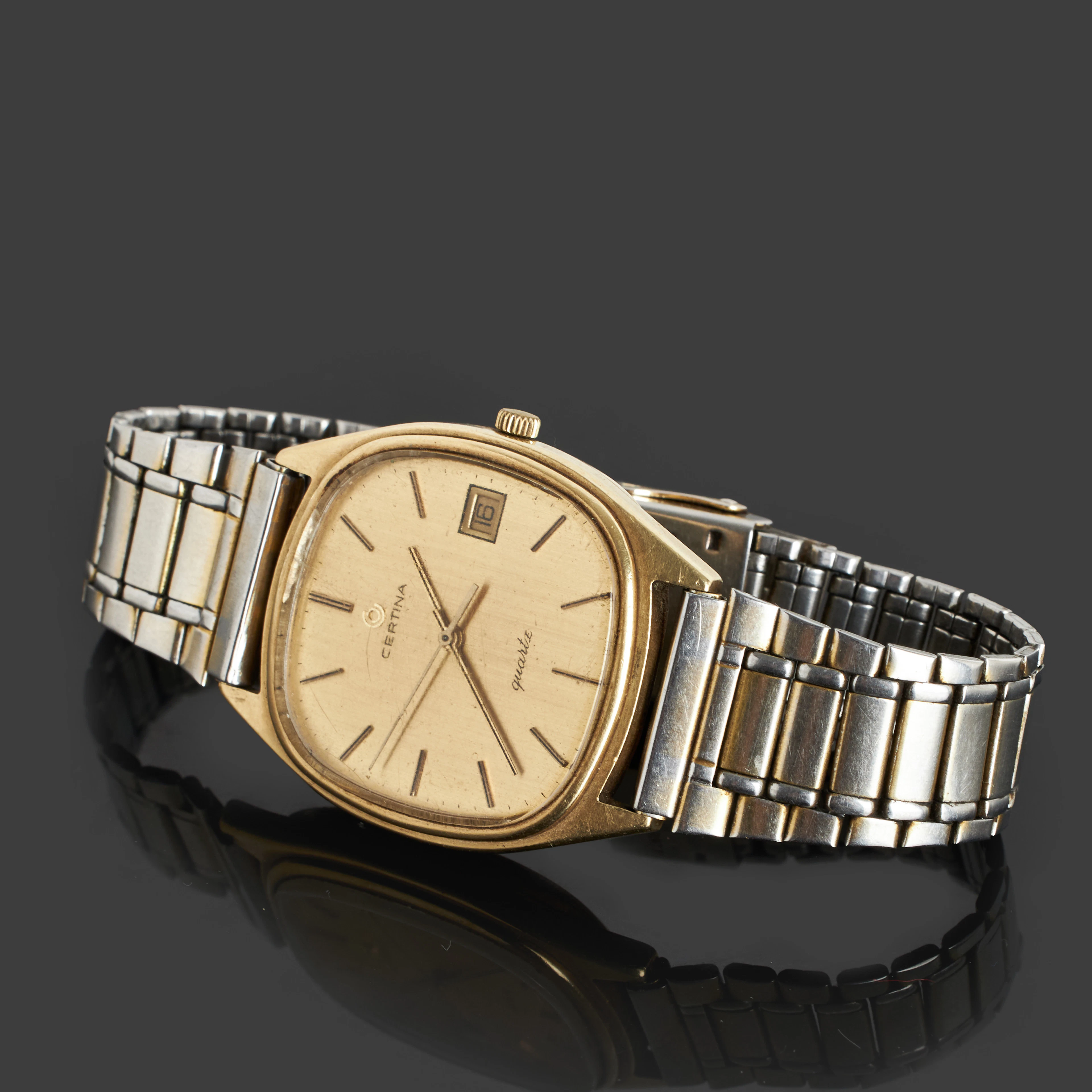 CERTINA, armbandsur, 14k, guld, quartz, stållänk.