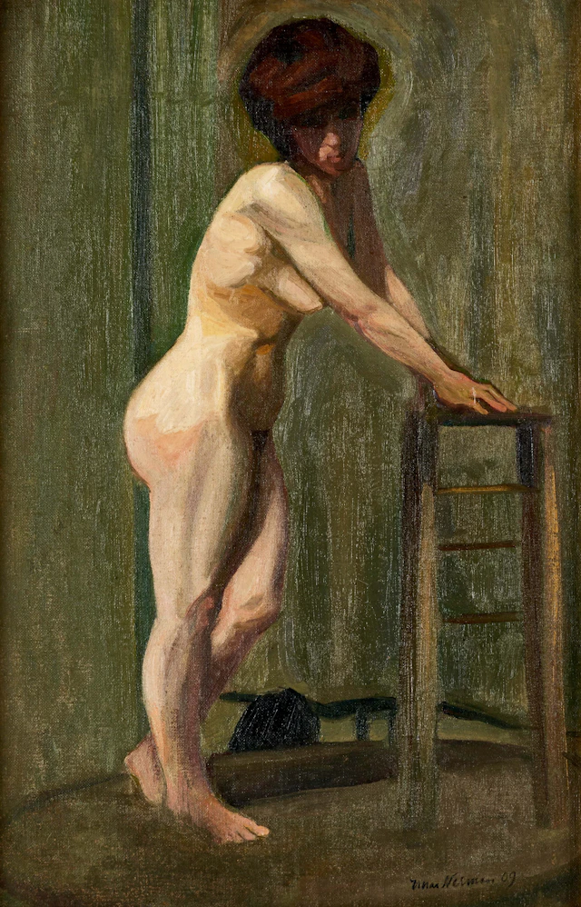EINAR NERMAN (1888-1983), Modell i ateljén, signerad och daterad Einar