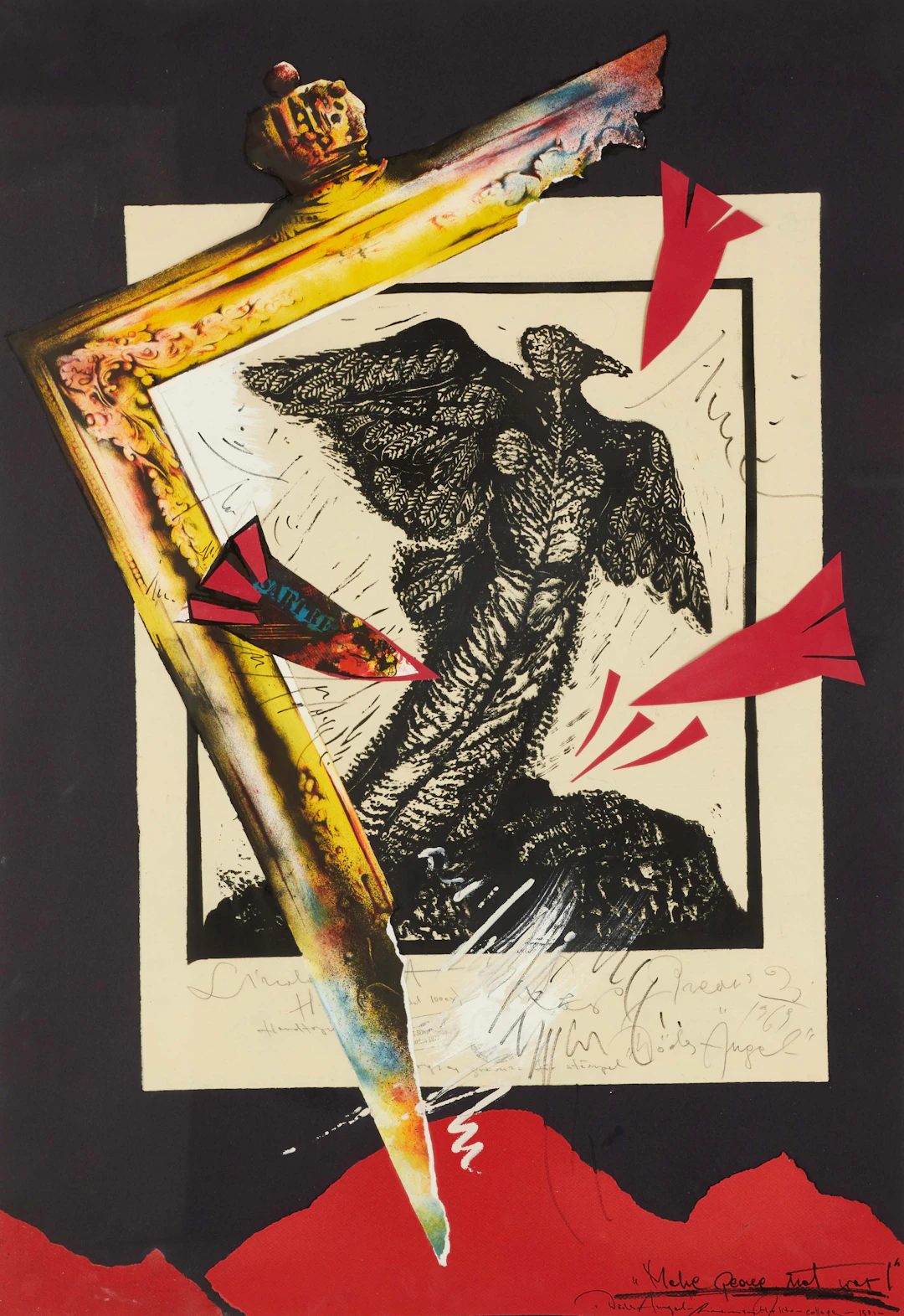 LECH RZEWUSKI (1941-2004): "Make peace No war", signerad, mixed media.
