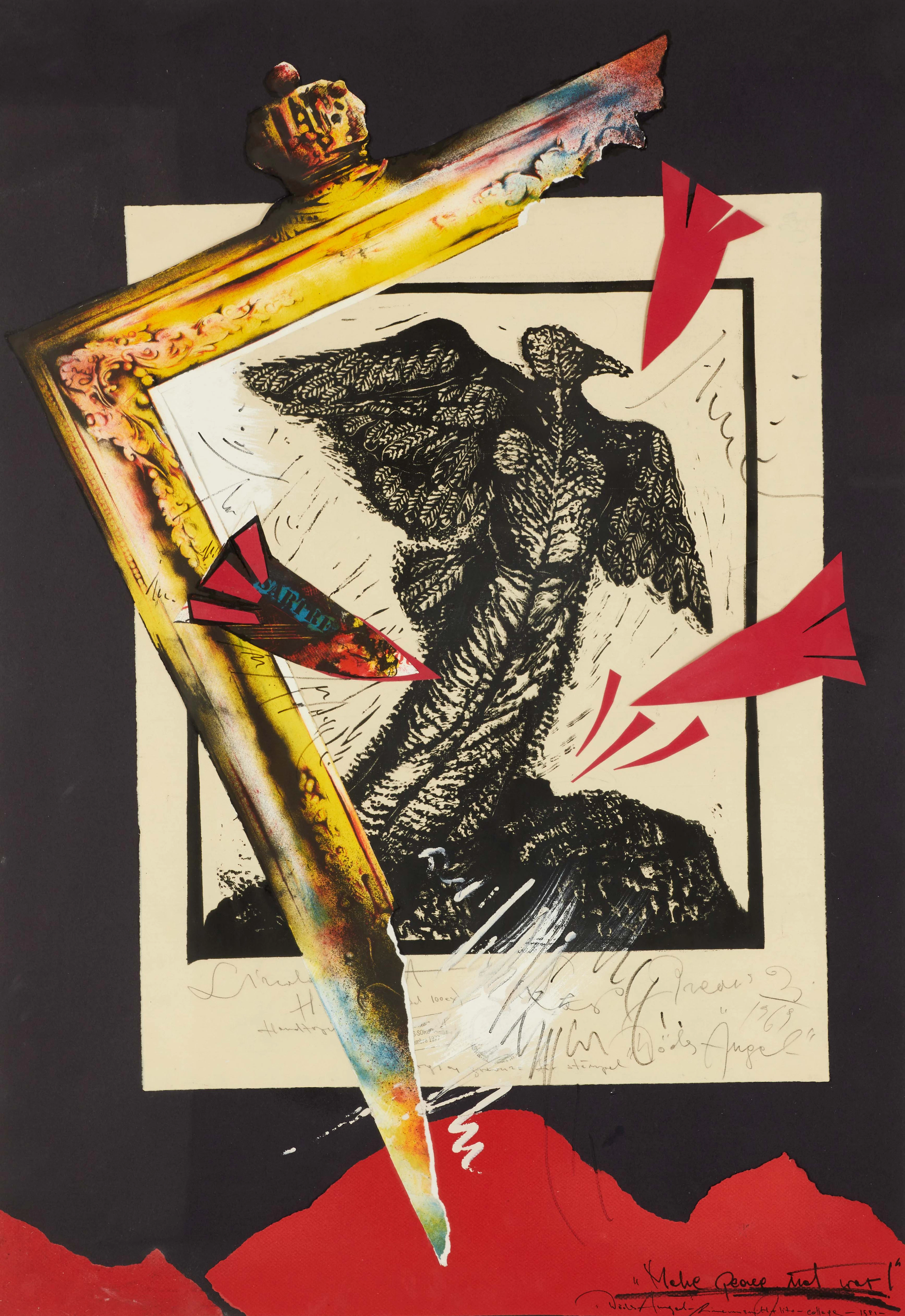 LECH RZEWUSKI (1941-2004): "Make peace No war", signerad, mixed media.