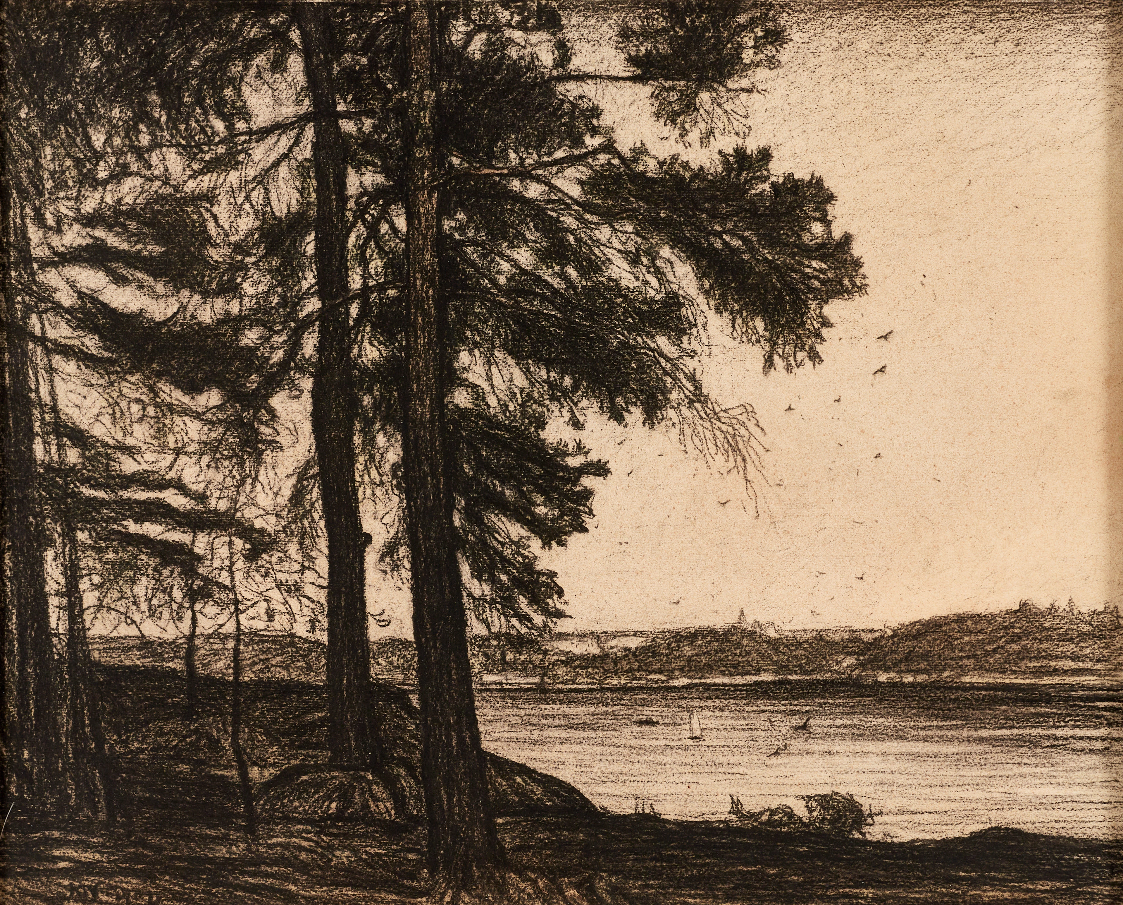 KARL NORDSTRÖM (Tjörn 1855-1923 Drottningholm). "Brunnsviken en sommarafton”