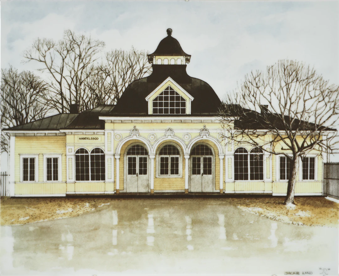 JACKIE LYND (SVERIGE, FÖDD 1948). "Handelsboden", Porslinsplakett