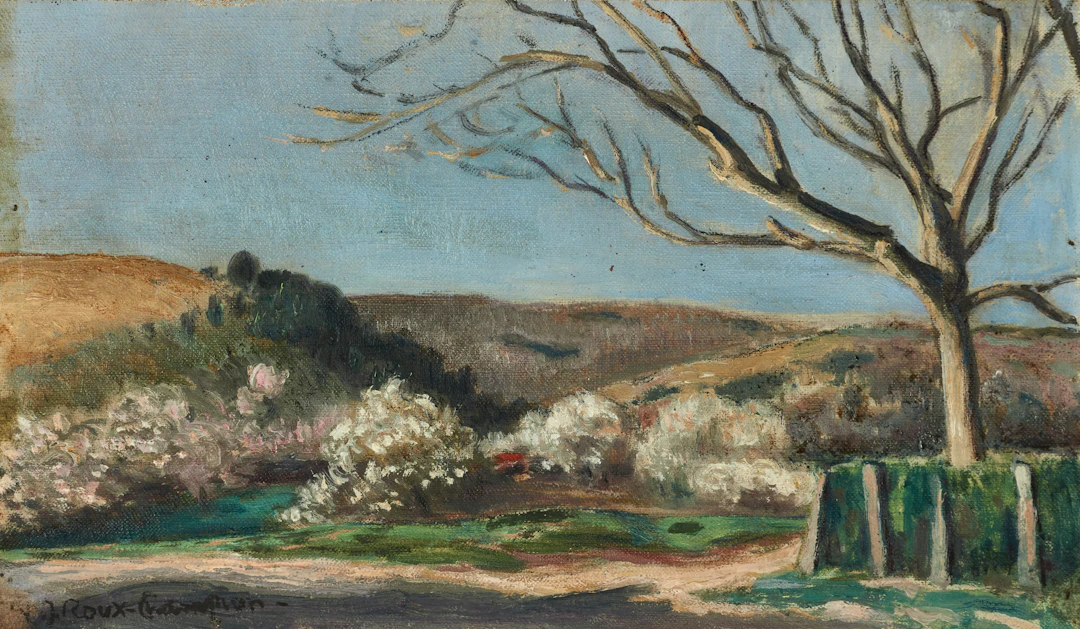 VICTOR JOSEPH ROUX-CHAMPION (1871-1953). Blommande fruktträd, signerad