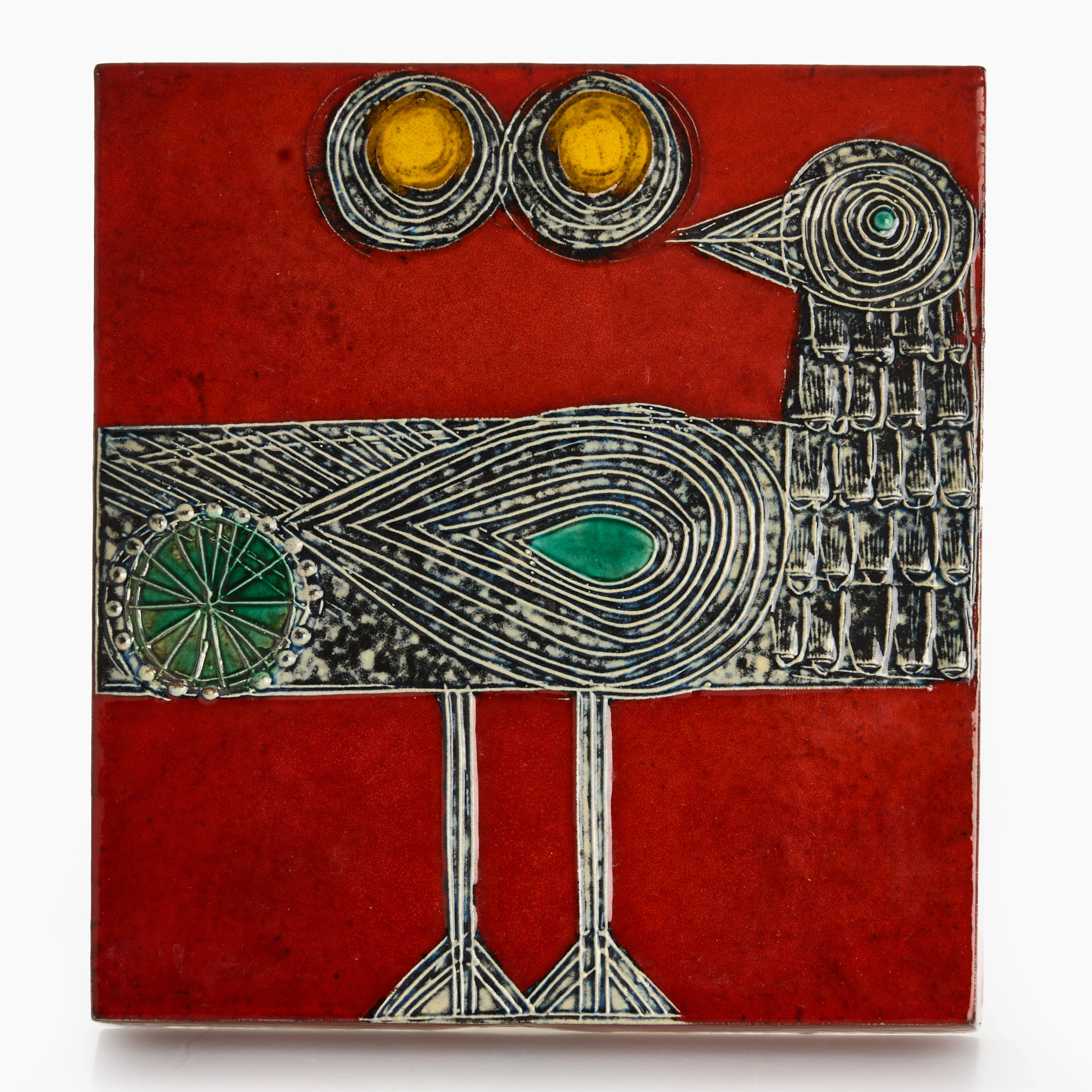 LISA LARSON (SVERIGE, 1931–2024). Väggplakett, stengods, "Drillsnäppa"