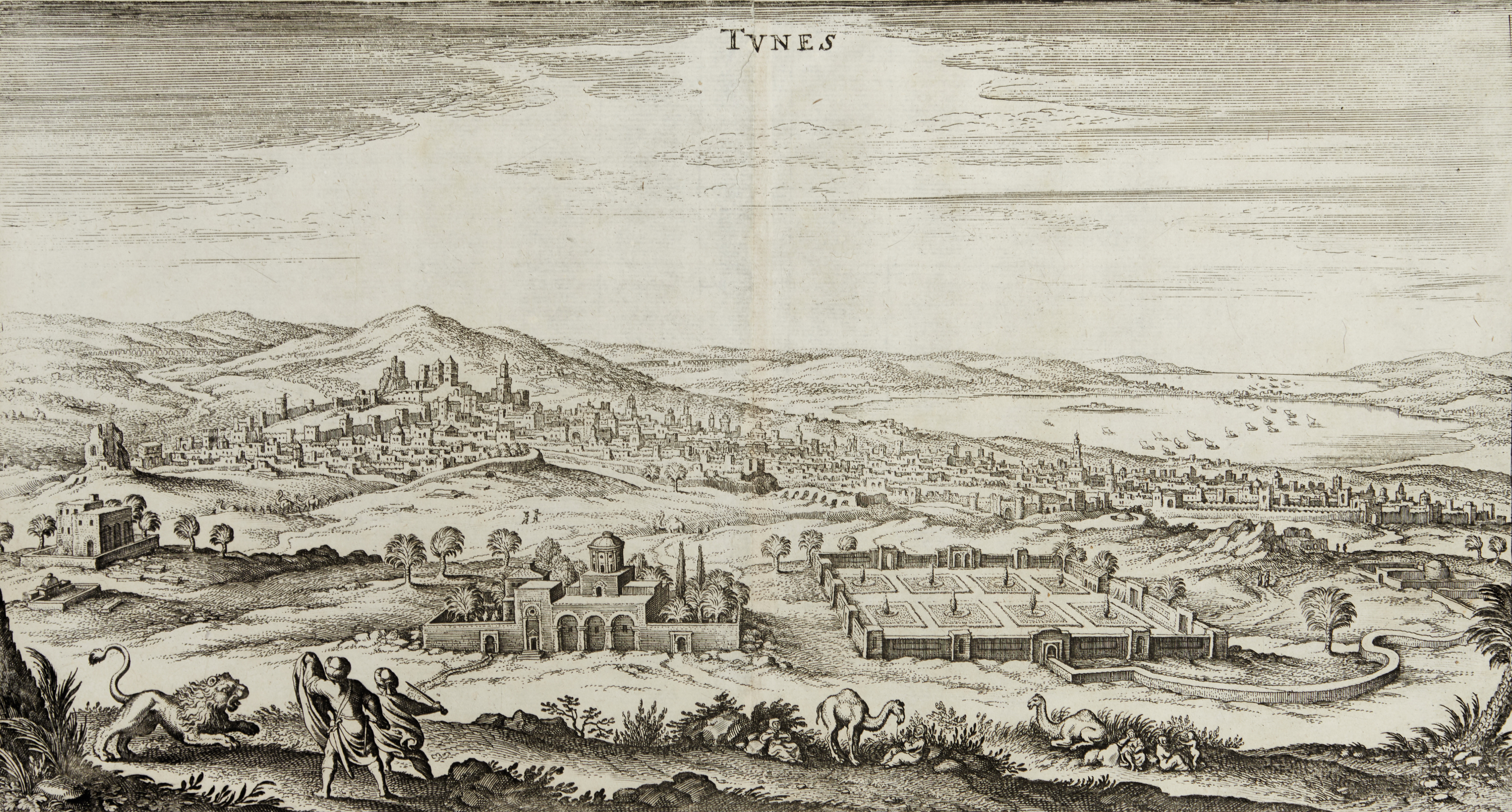 STADSVYER/FÄSTNING (4), Jersualem, Tunis, Tripoli och Alger, 1600-tal.