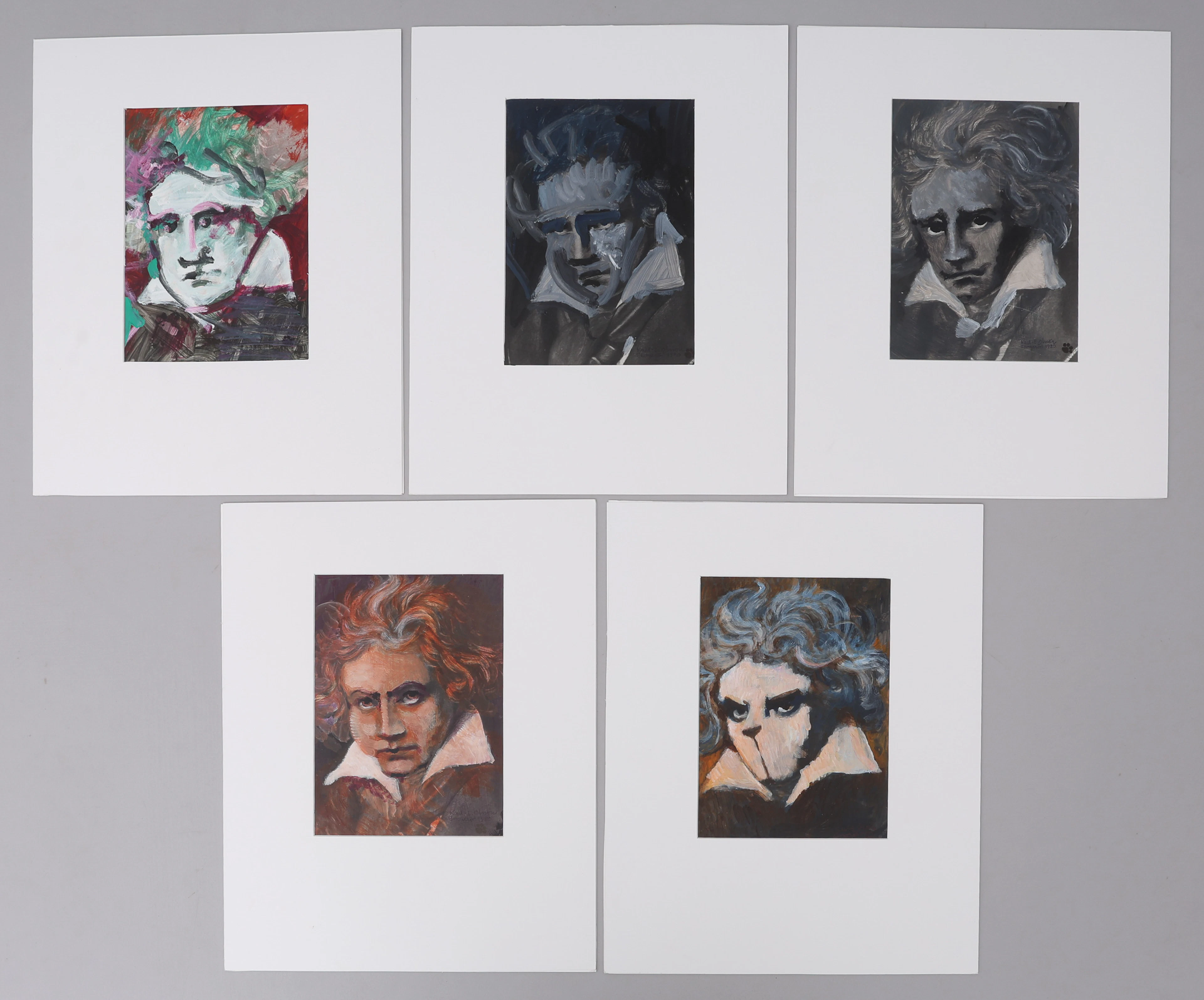 KARL-ERIK OLSSON "SNOGERÖD" 1927-1995. OLJA PÅ PAPPER, SVIT OM FEM