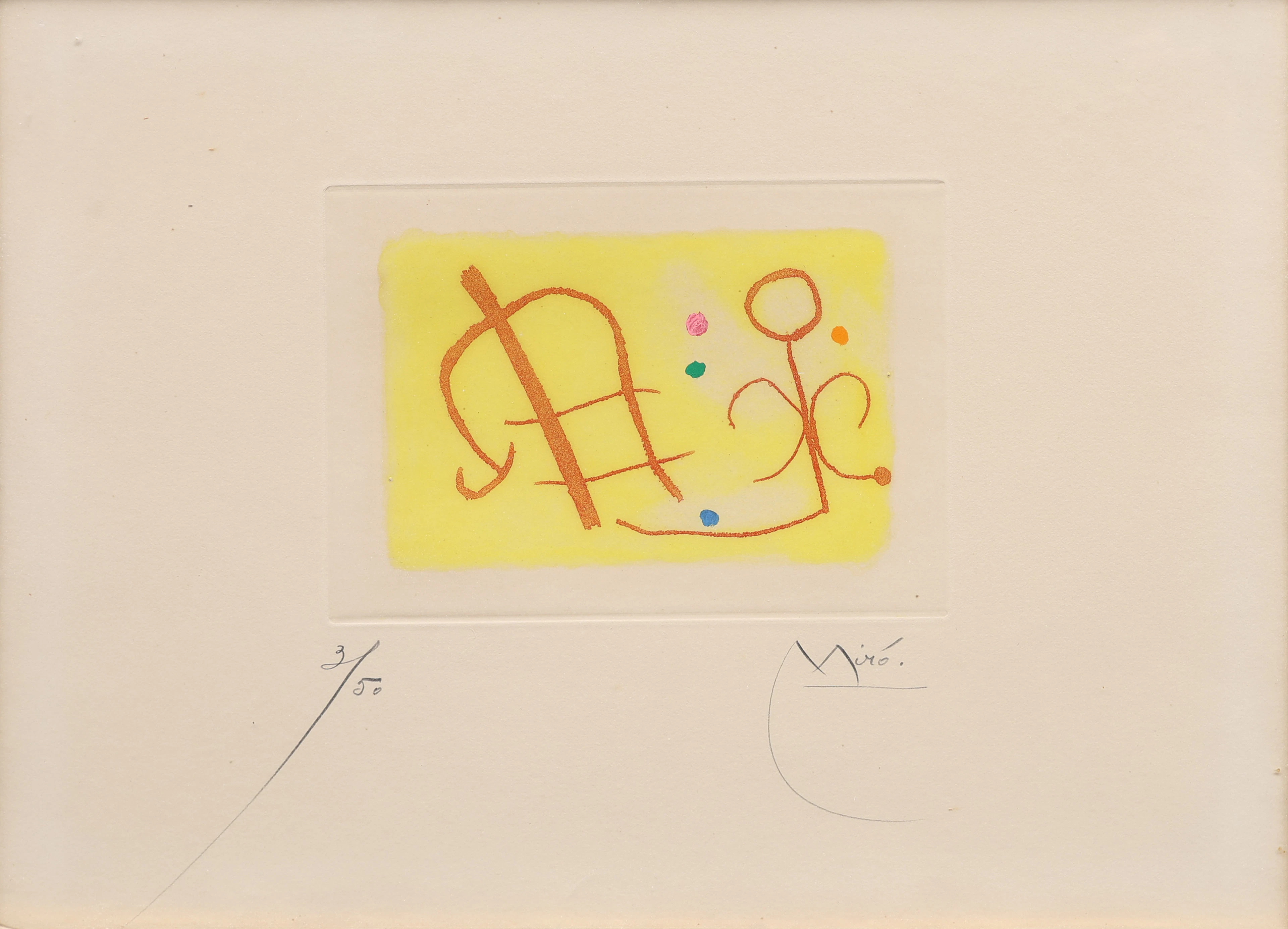 JOAN MIRÓ. AKVATINT, UR "FUSÉES" SIGNERAD OCH NUMRERAD 3/50, UTGIVEN 1959.