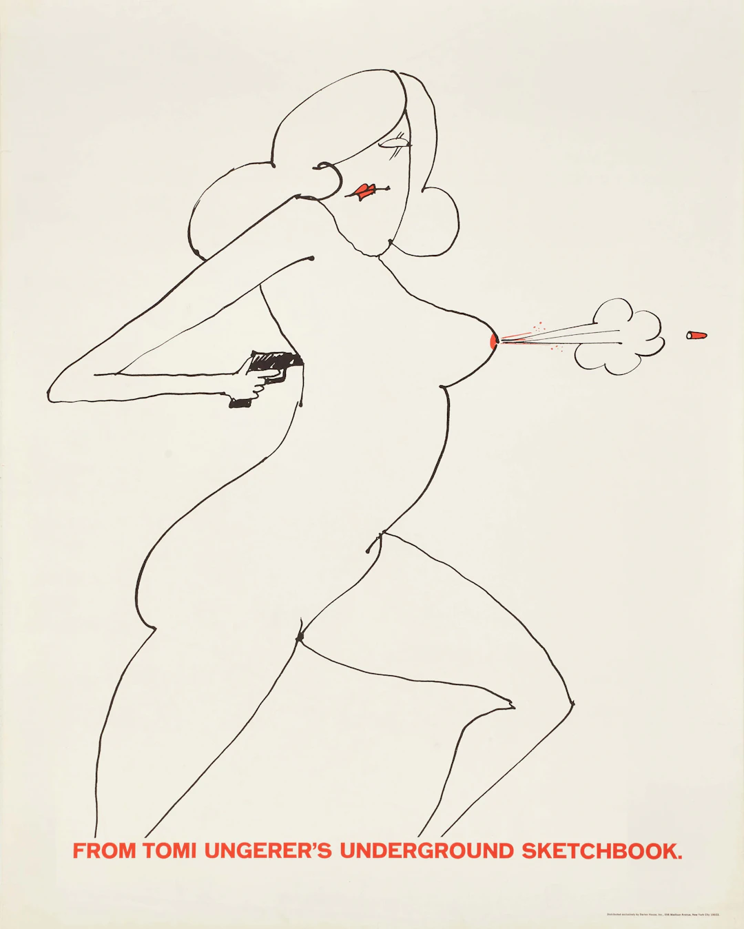 TOMI UNGERER. EFTER. Utställningsaffisch, "Nude Gun", 1965, "From