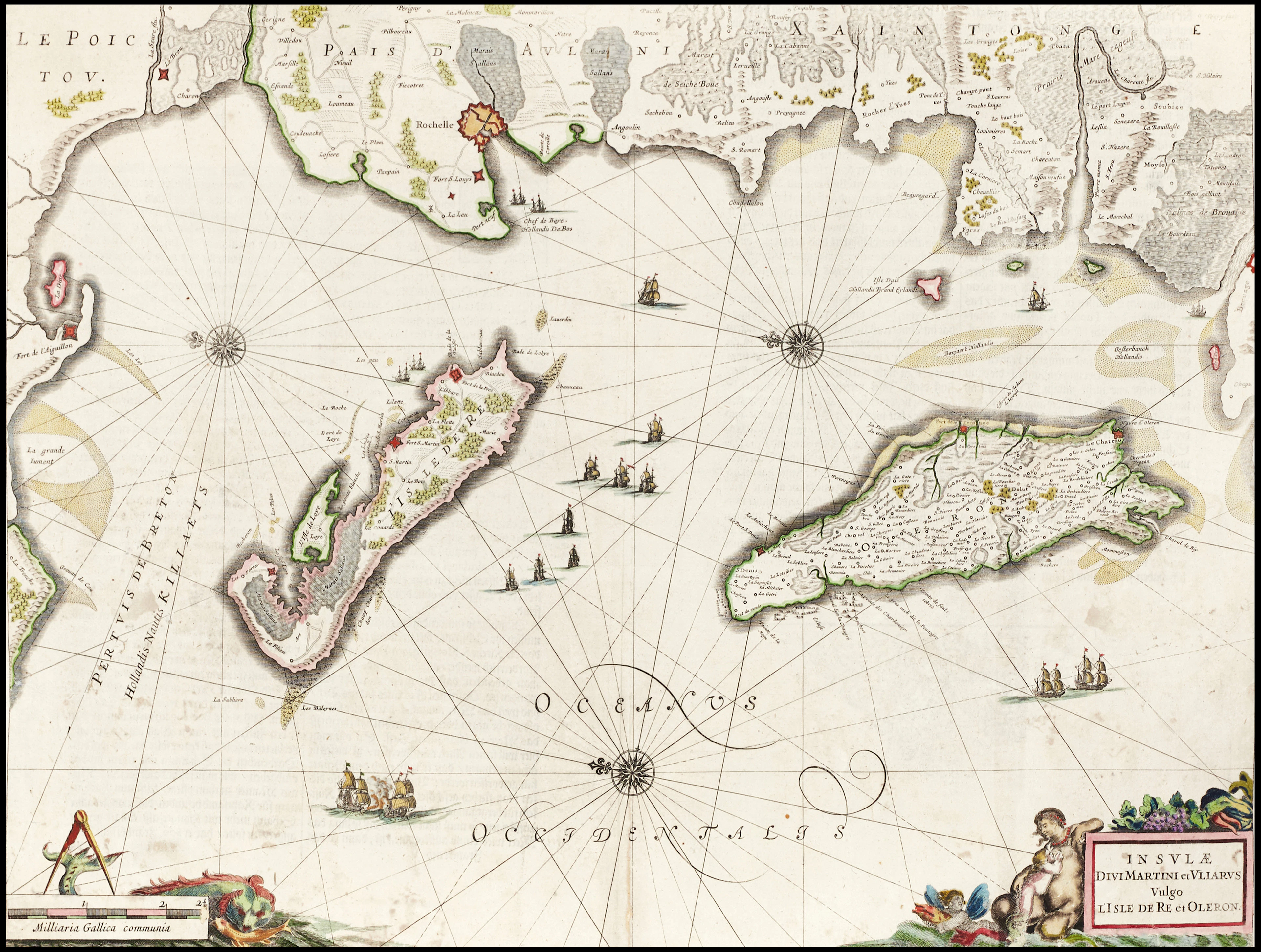 BLAEU, Insulæ Divi Martini et Uliarus Vulgo L'Isle de Re et Oleron, 1636-42.
