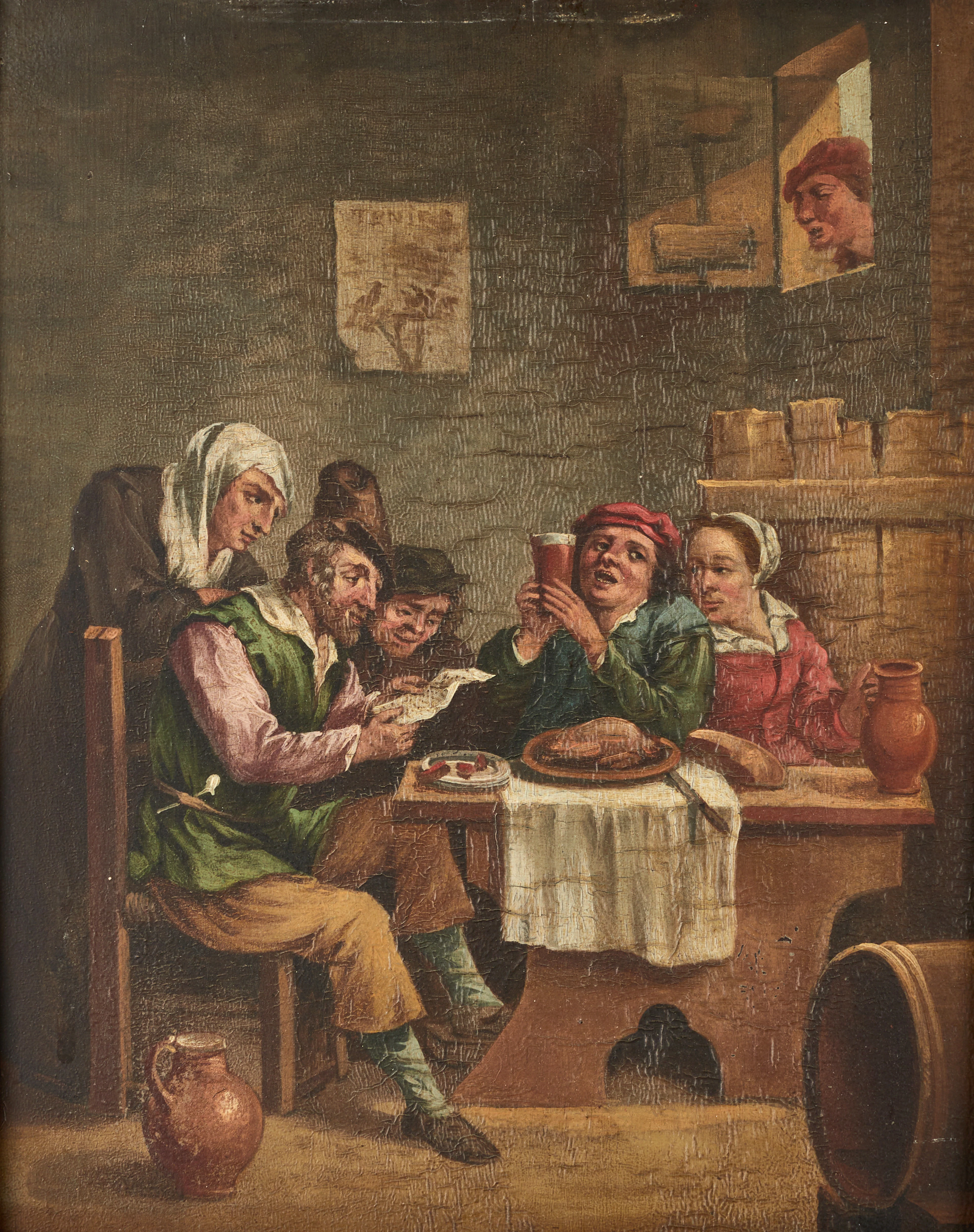 OIDENTIFIERAD KONSTNÄR, interiör, 1800-tal, olja på pannå.