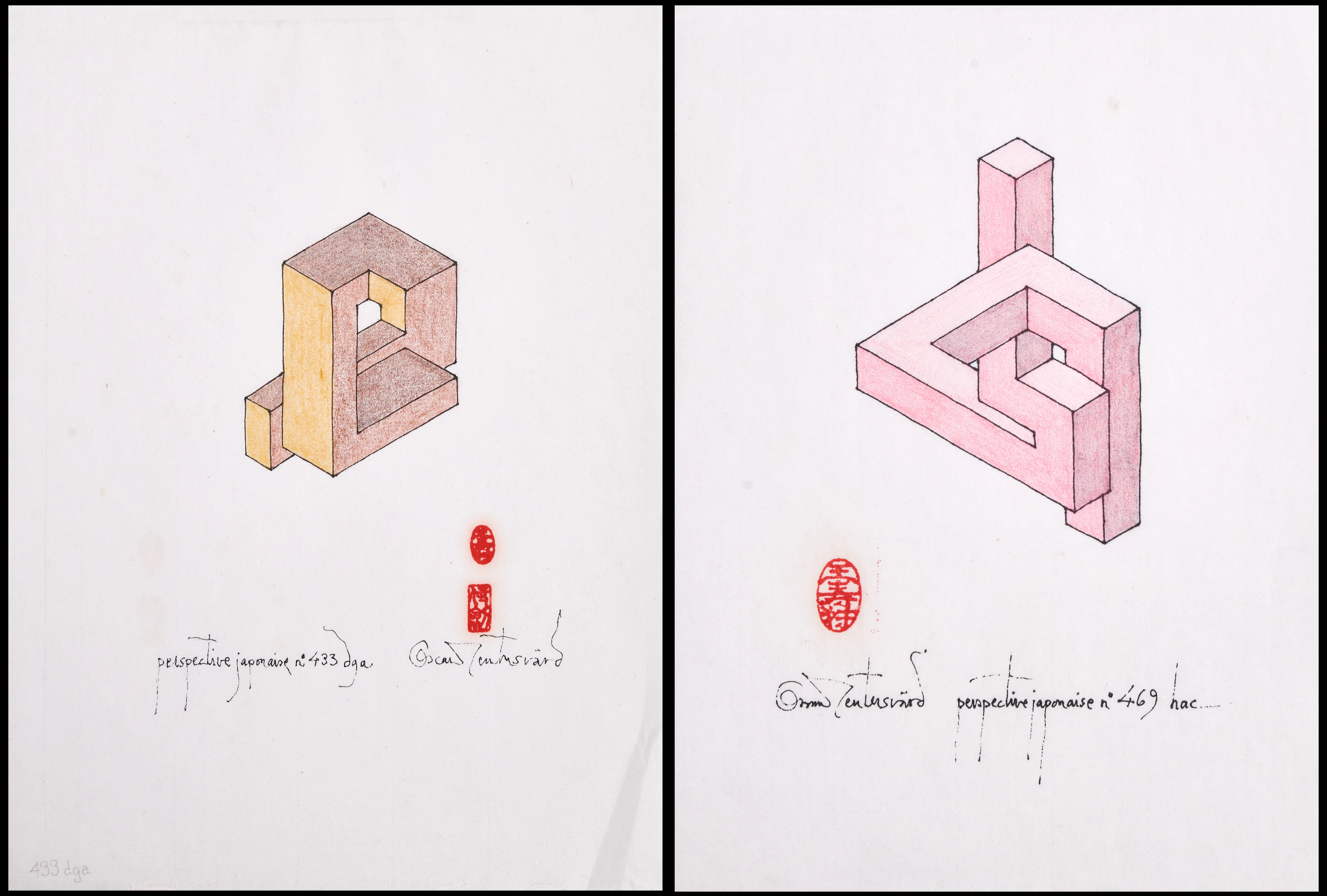 OSCAR REUTERSVÄRD (Sverige, 1915-2002), (2), "Perspective japonaise