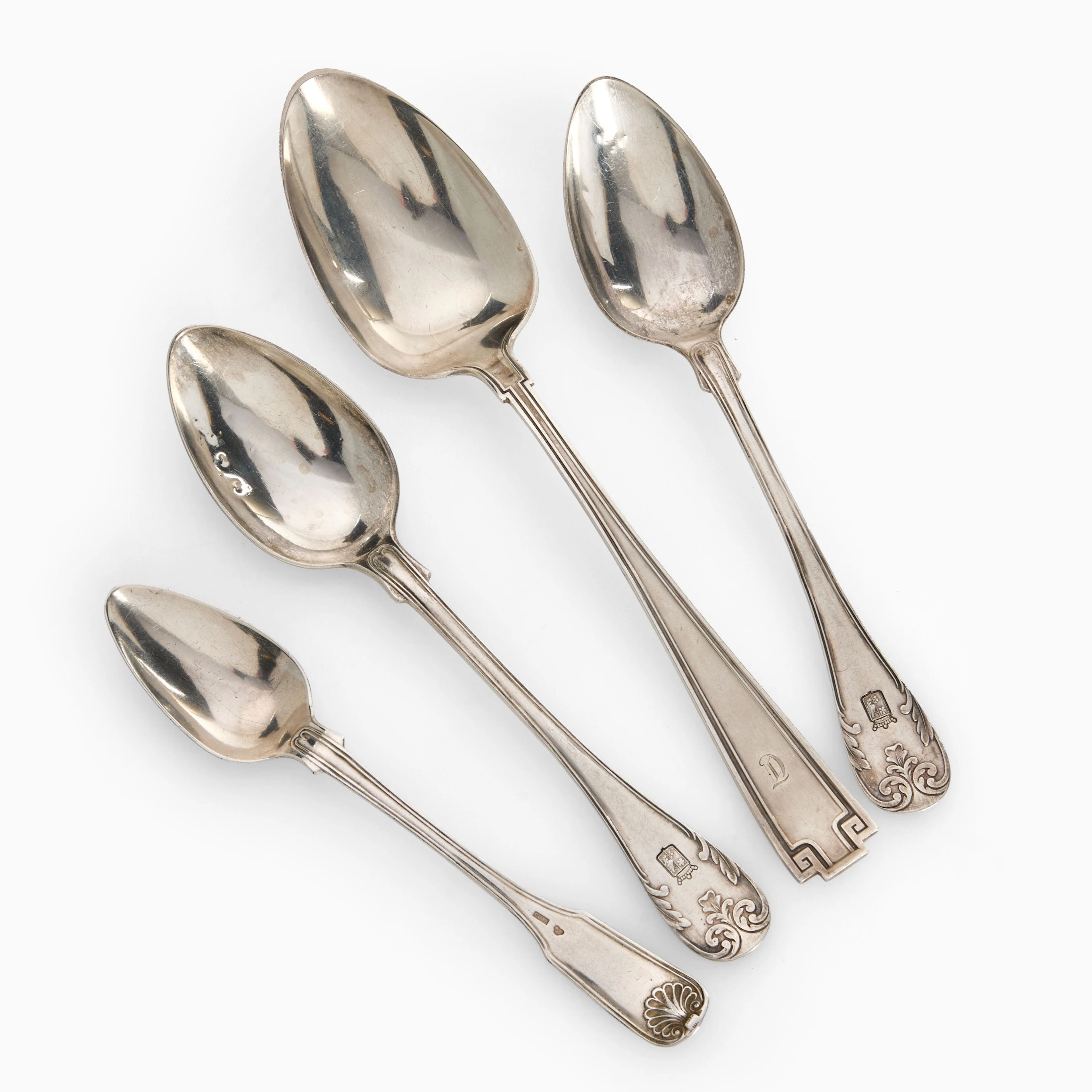 SKEDAR, 4 st, silver, olika modeller samt olika tillverkare 1900-tal.