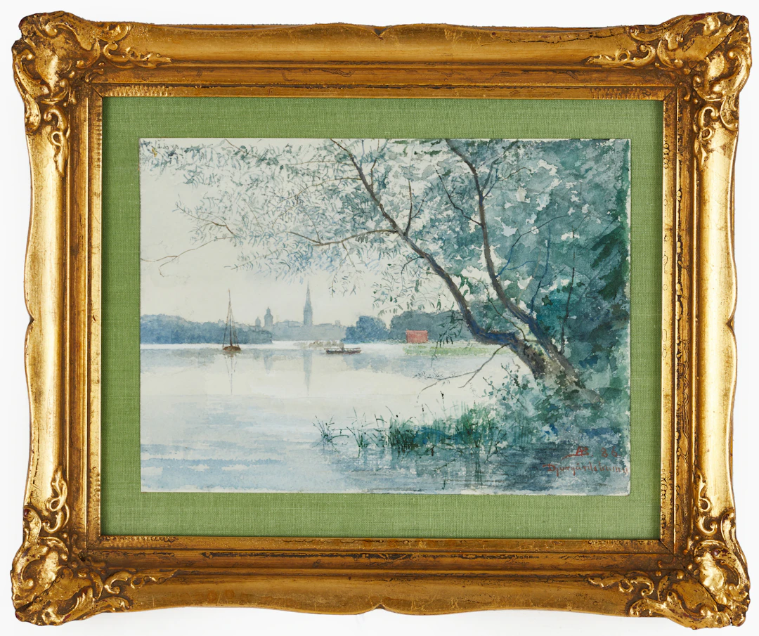 ANNA BILLING (1849-1927). Djurgårdsbrunn, monogramsignerad AB, daterad