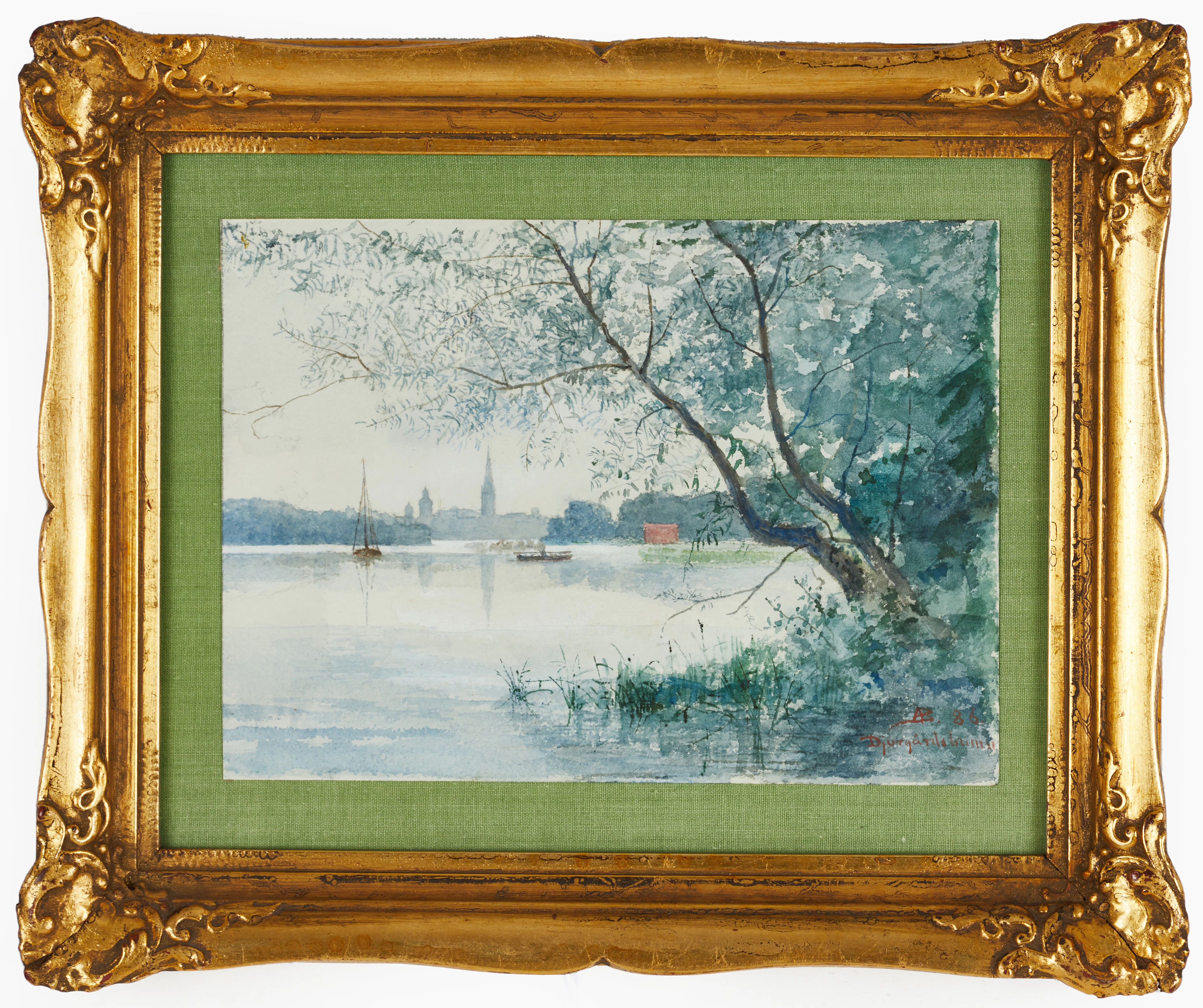 ANNA BILLING (1849-1927). Djurgårdsbrunn, monogramsignerad AB, daterad