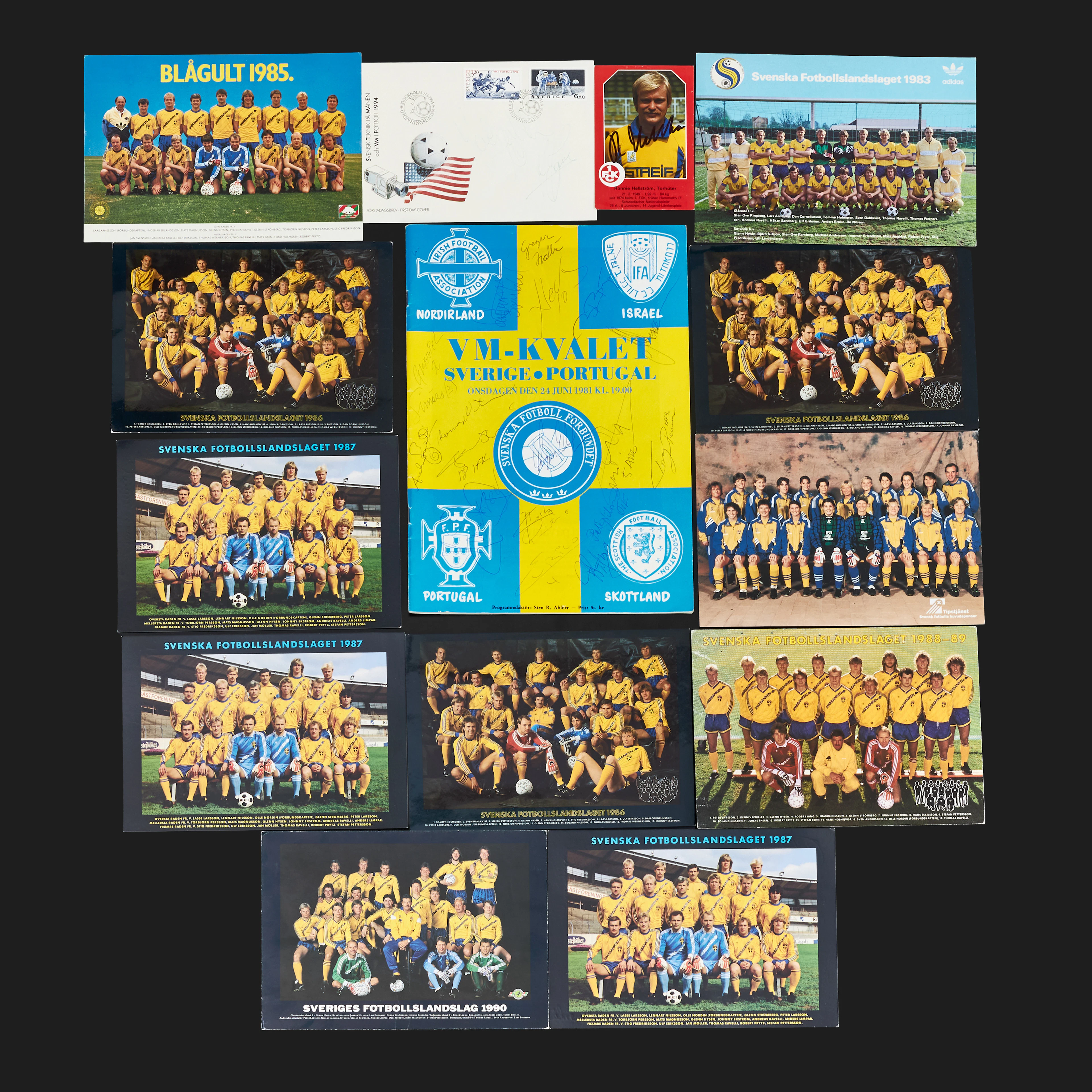 AUTOGRAFKORT, PROGRAM, SVENSKA LANDSLAGET, i fotboll, 14 dlr.