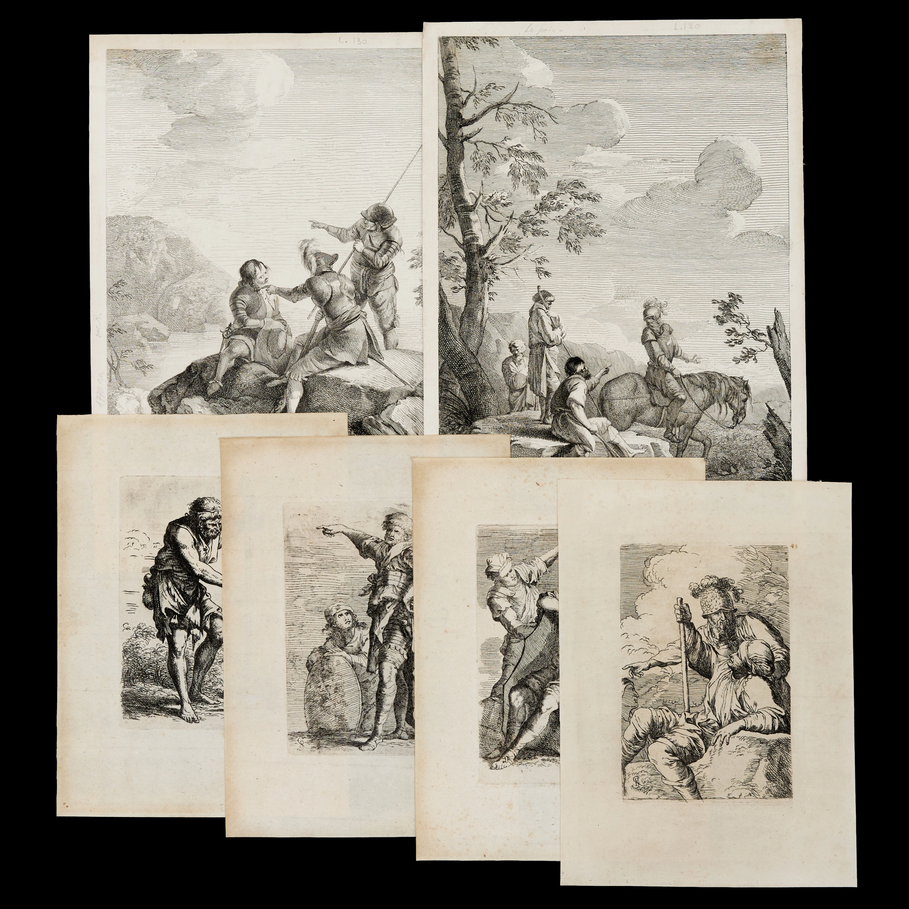 SALVATOR ROSA (1615-1673), EFTER, (6) etsningar, 1700-tal.