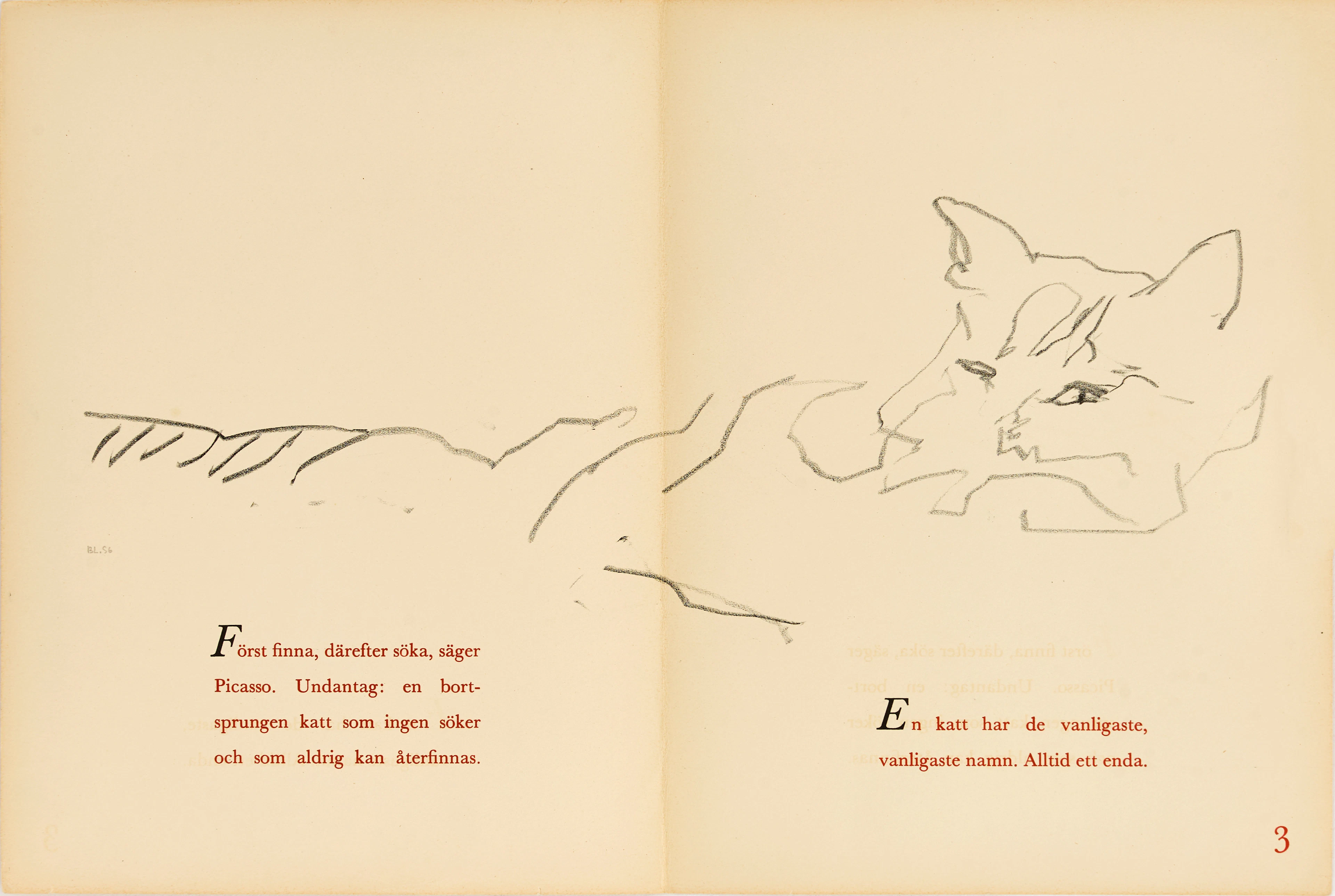 BIRGITTA LILJEBLADH (Göteborg 1924-2014 Göteborg). Katt, monogramsignerad