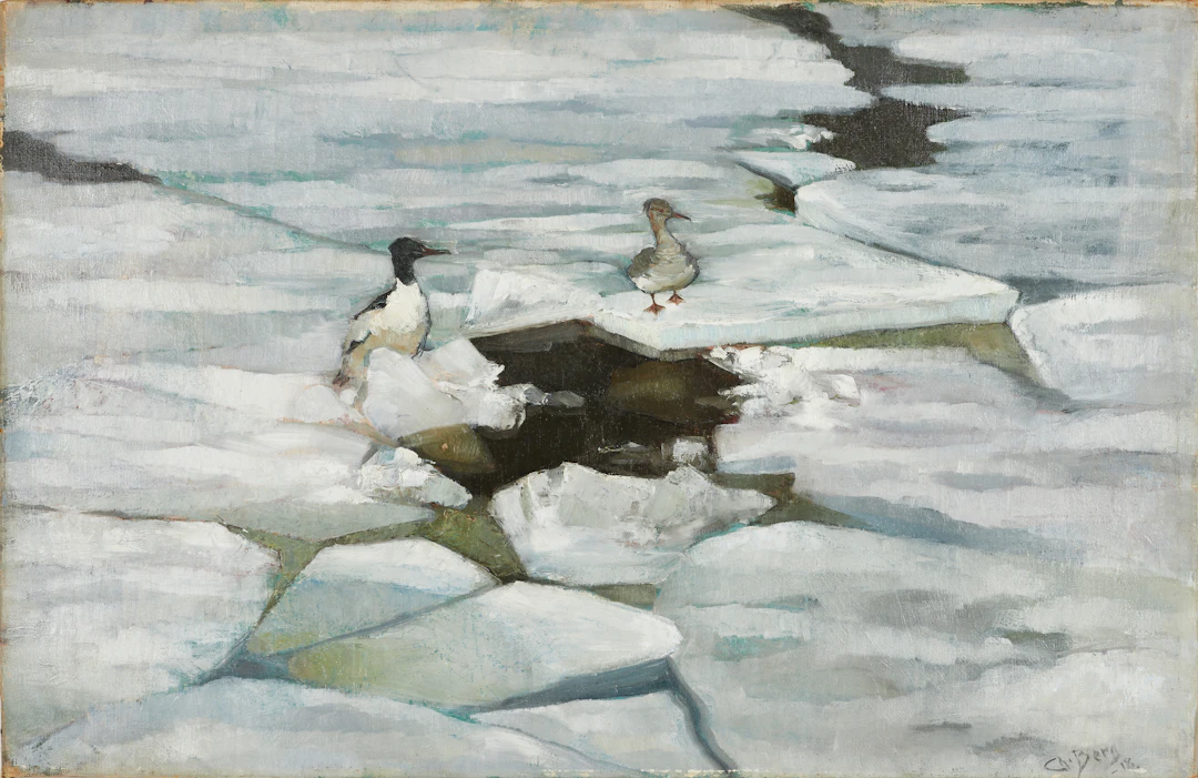 CHRISTIAN BERG (1893–1976), Storskrakar på isflak, signerad och daterad