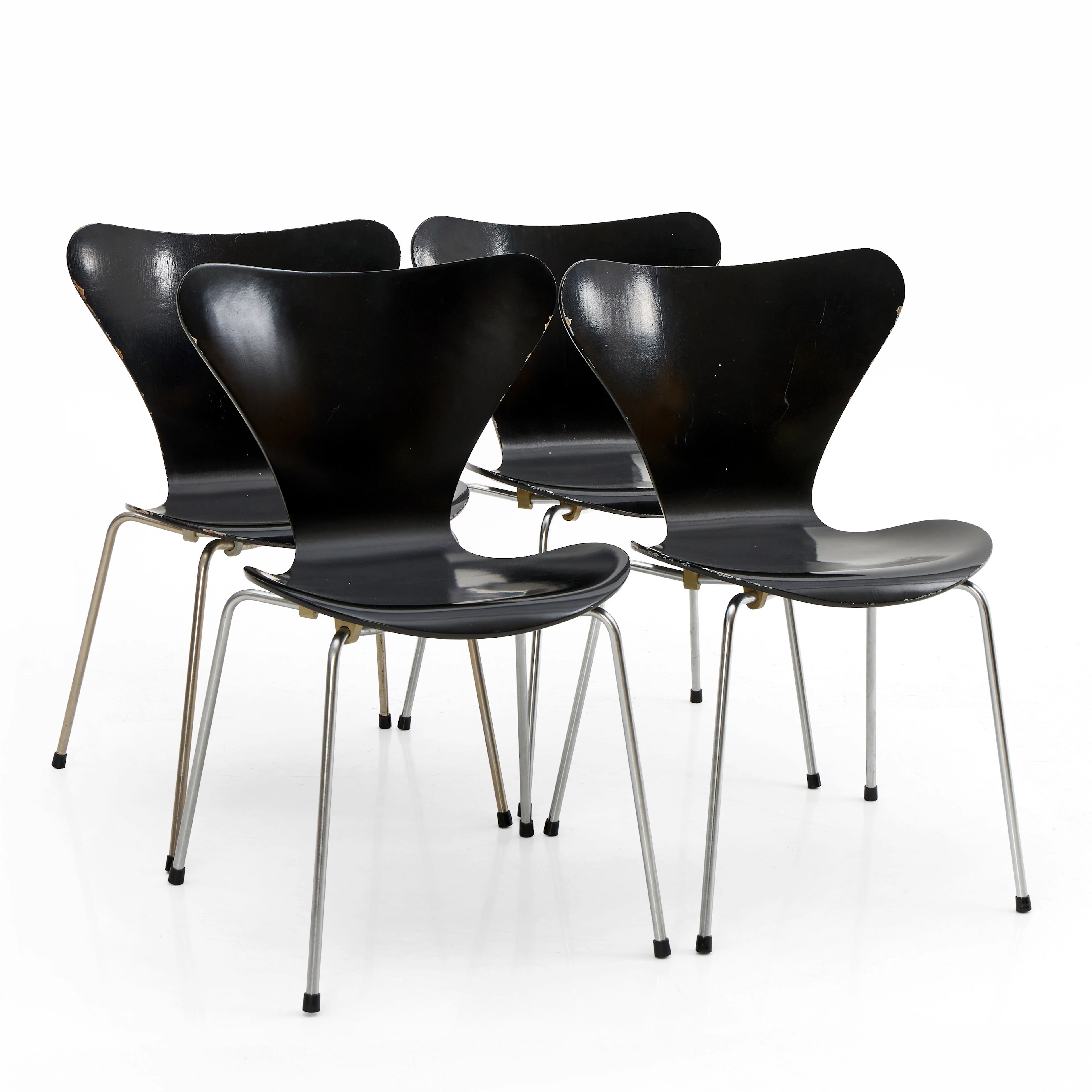 ARNE JACOBSEN. Stolar, 4 stycken, "Sjuan", Fritz Hansen, 1900-talets