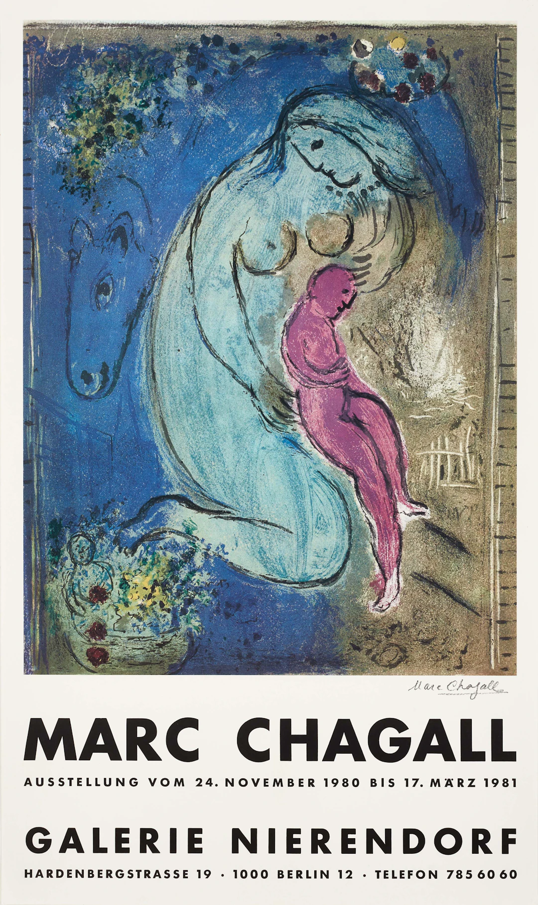 MARC CHAGALL. Utställningsaffisch, "Quai aux fleurs", 1981, Galerie