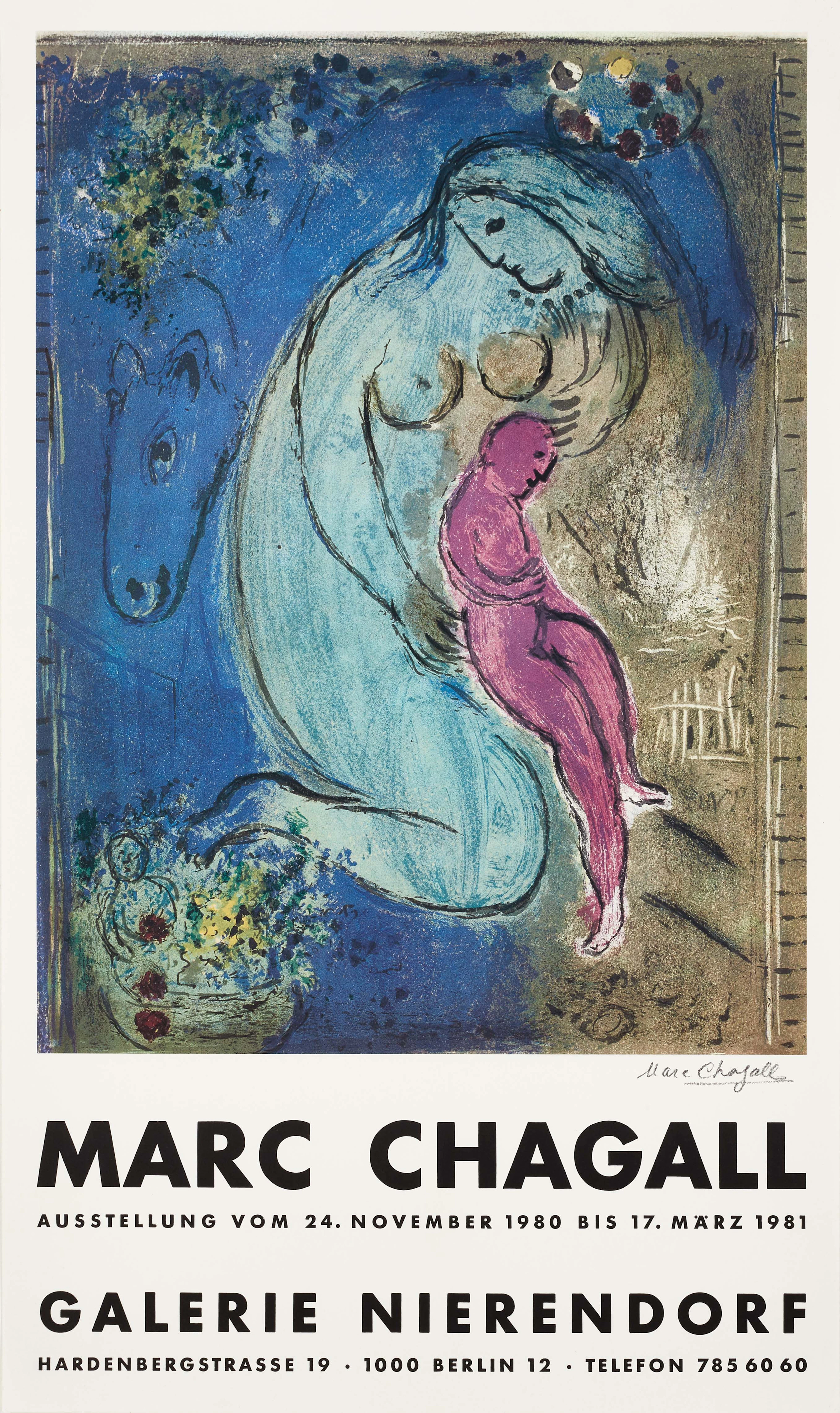 MARC CHAGALL. Utställningsaffisch, "Quai aux fleurs", 1981, Galerie