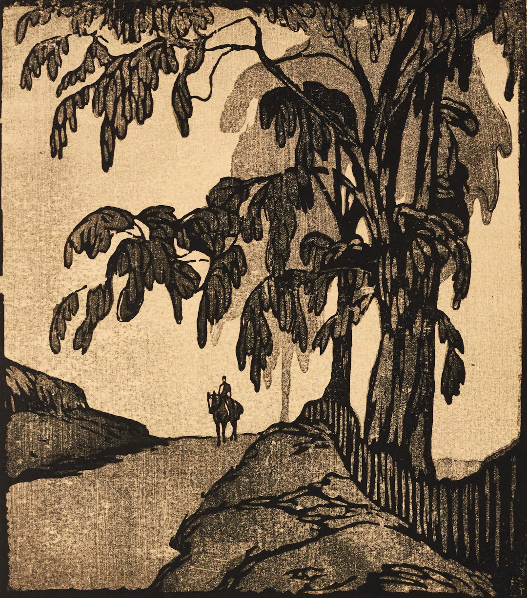 ELVI TONDÉN (1886-1971). ELVI TONDÉN (1886-1971). Ryttare vid väg